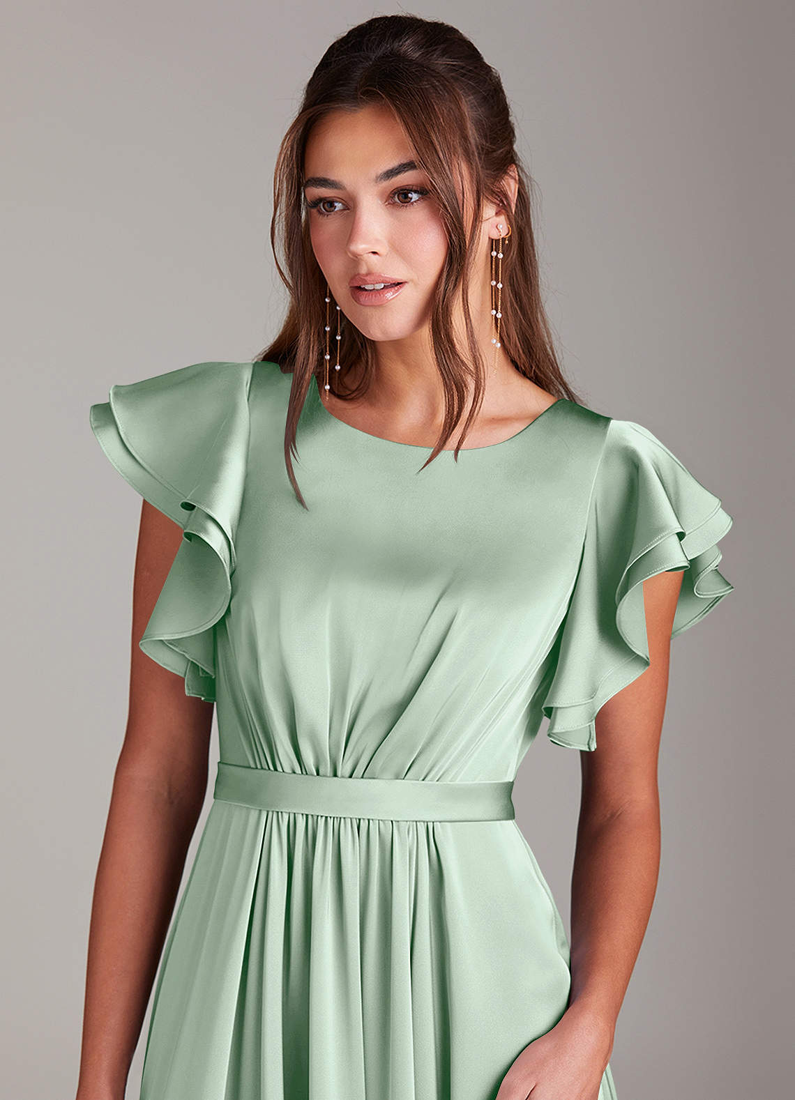 Azazie Daphne Agave Modest Bridesmaid Dresses | Azazie