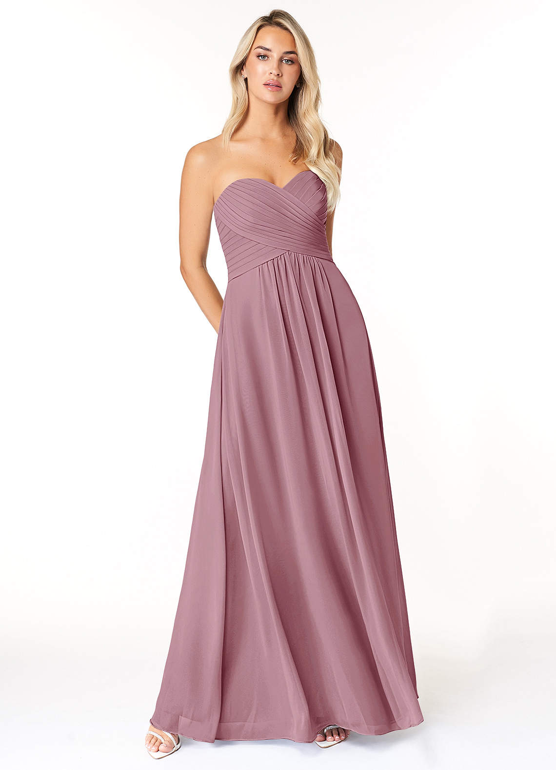 Azazie Yazmin Bridesmaid Dresses Vintage Mauve A-Line Sweetheart Neckline Chiffon Convertible Dress image1