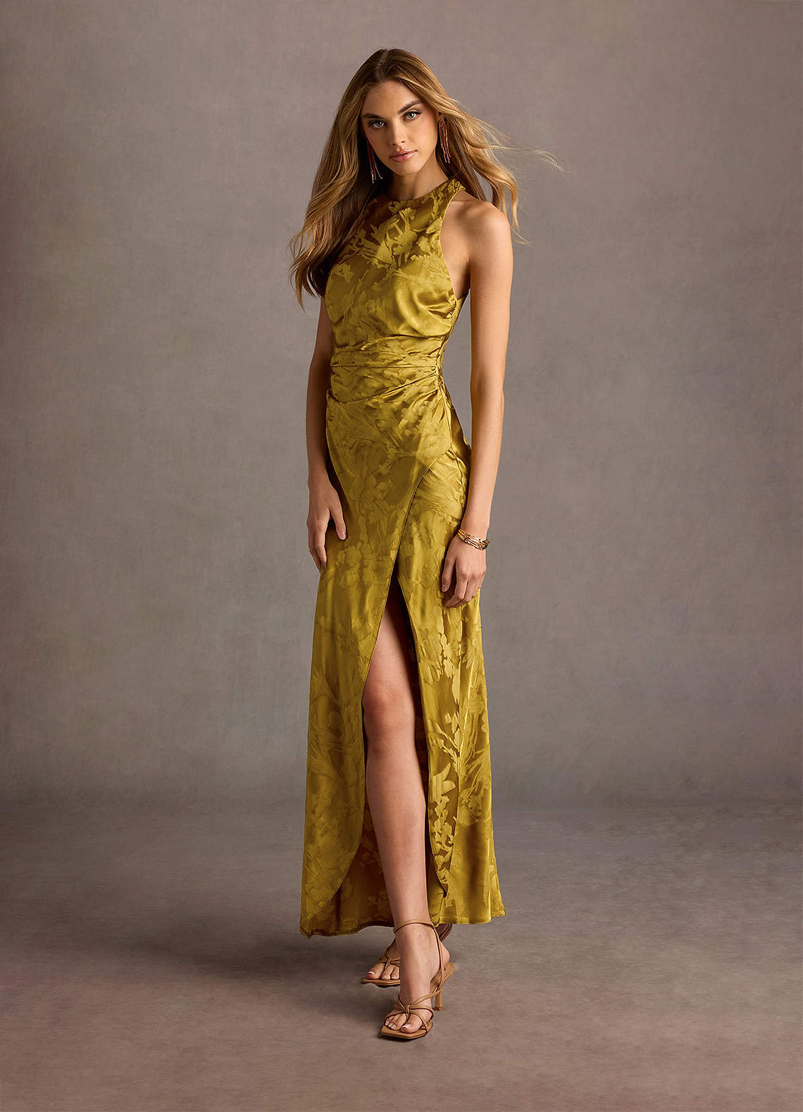 Camelia Chartreuse Open Back Maxi Dress Ready to Ship | Azazie