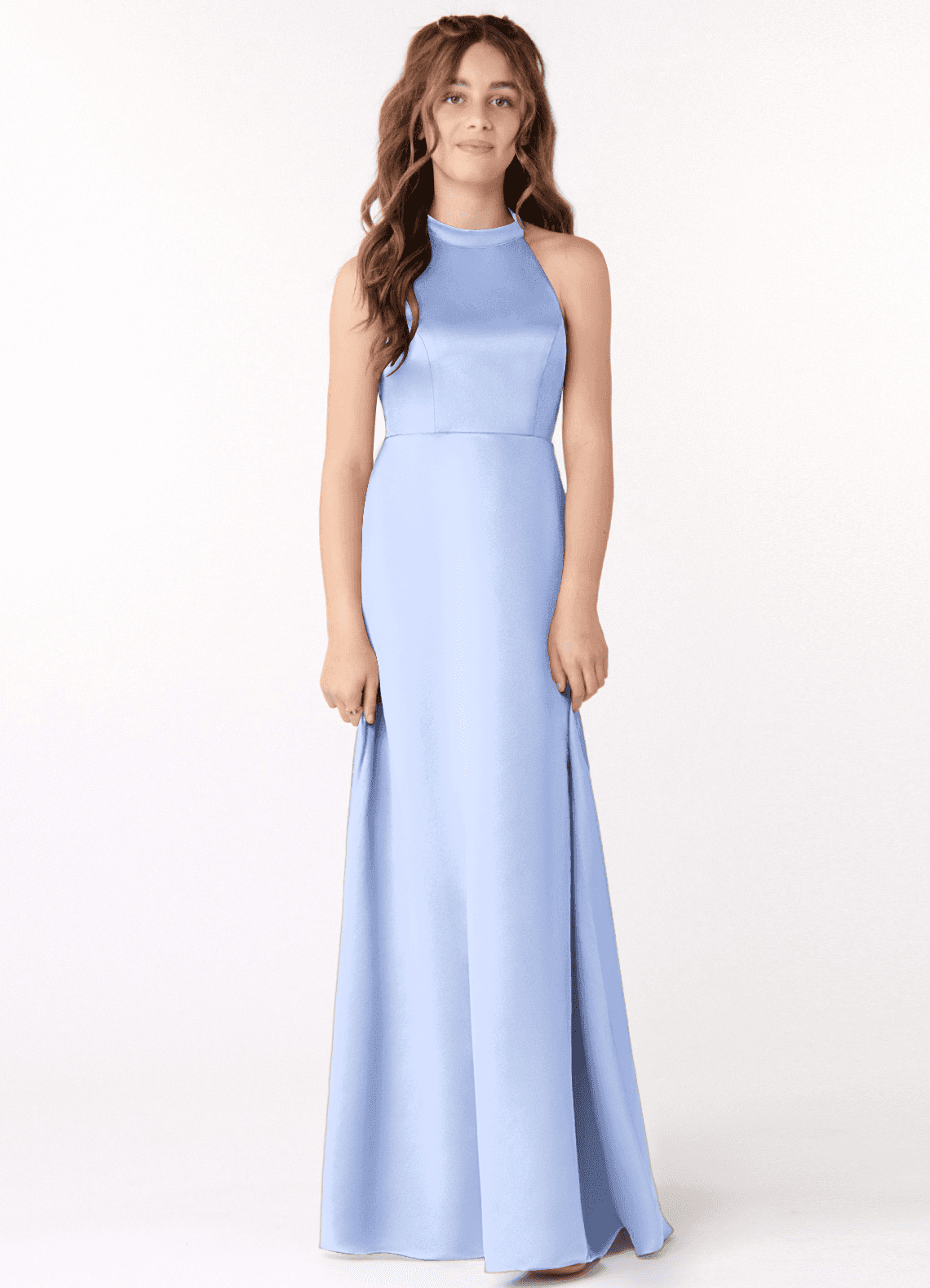 Azazie Laurel Junior Ice A-Line Stretch Satin Dress image1