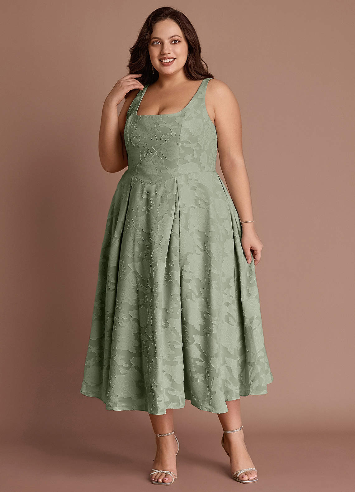 Amalie Pistachio A-line Midi Dress image1