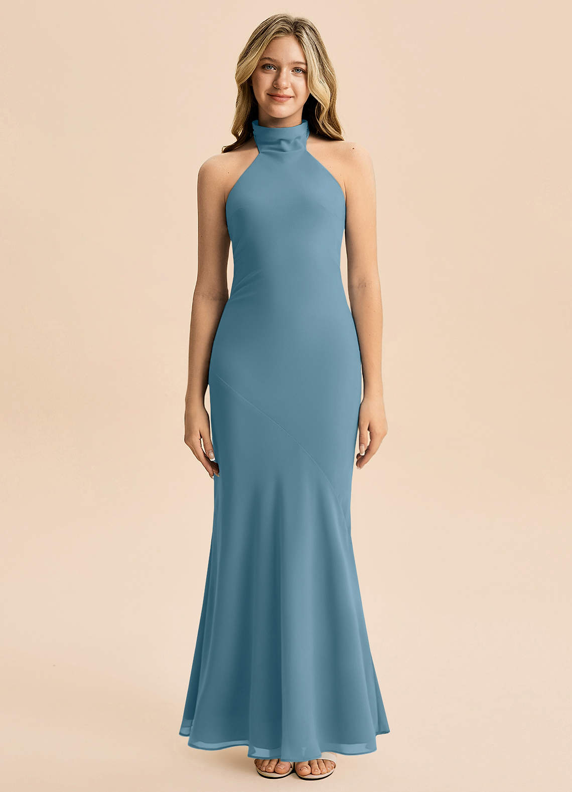 Azazie Velli Junior Klä av Sjöjungfru i Chiffong Hög hals image2