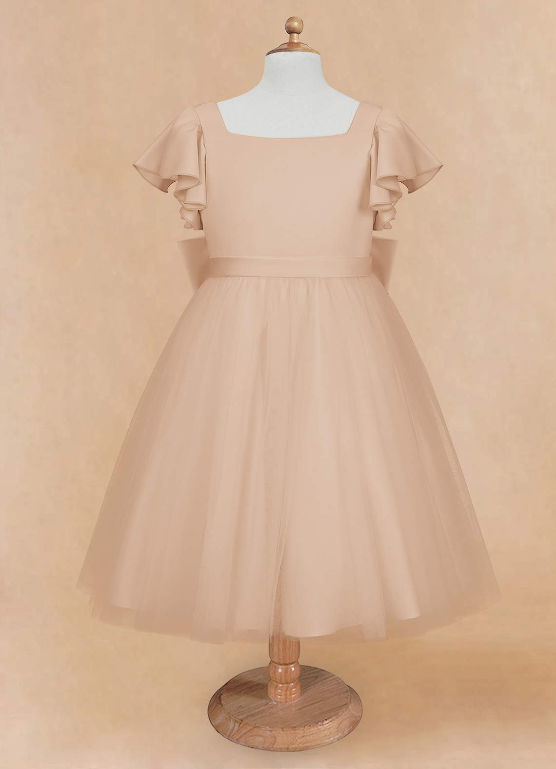 Azazie Kaeya Flower Girl Dresses English Rose A-Line Bow Tulle Dress image4