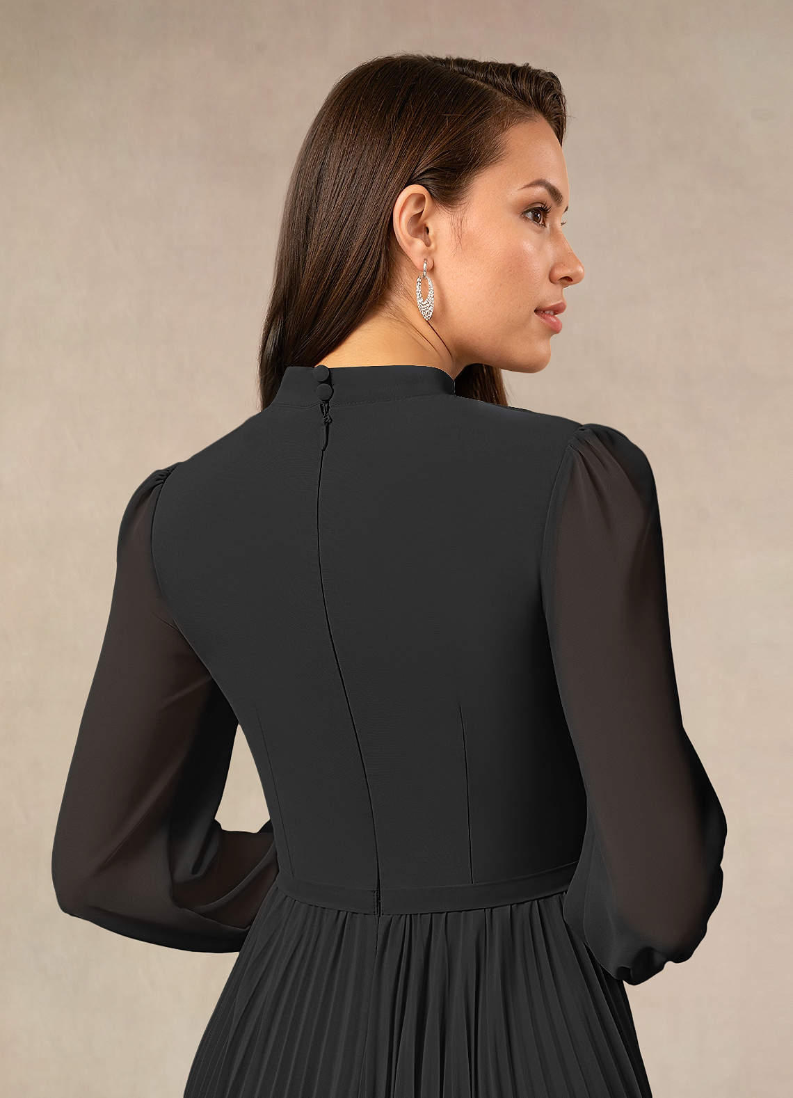 Azazie Adellah Mother of the Bride Dresses Black A-Line Pleated Chiffon Dress image3