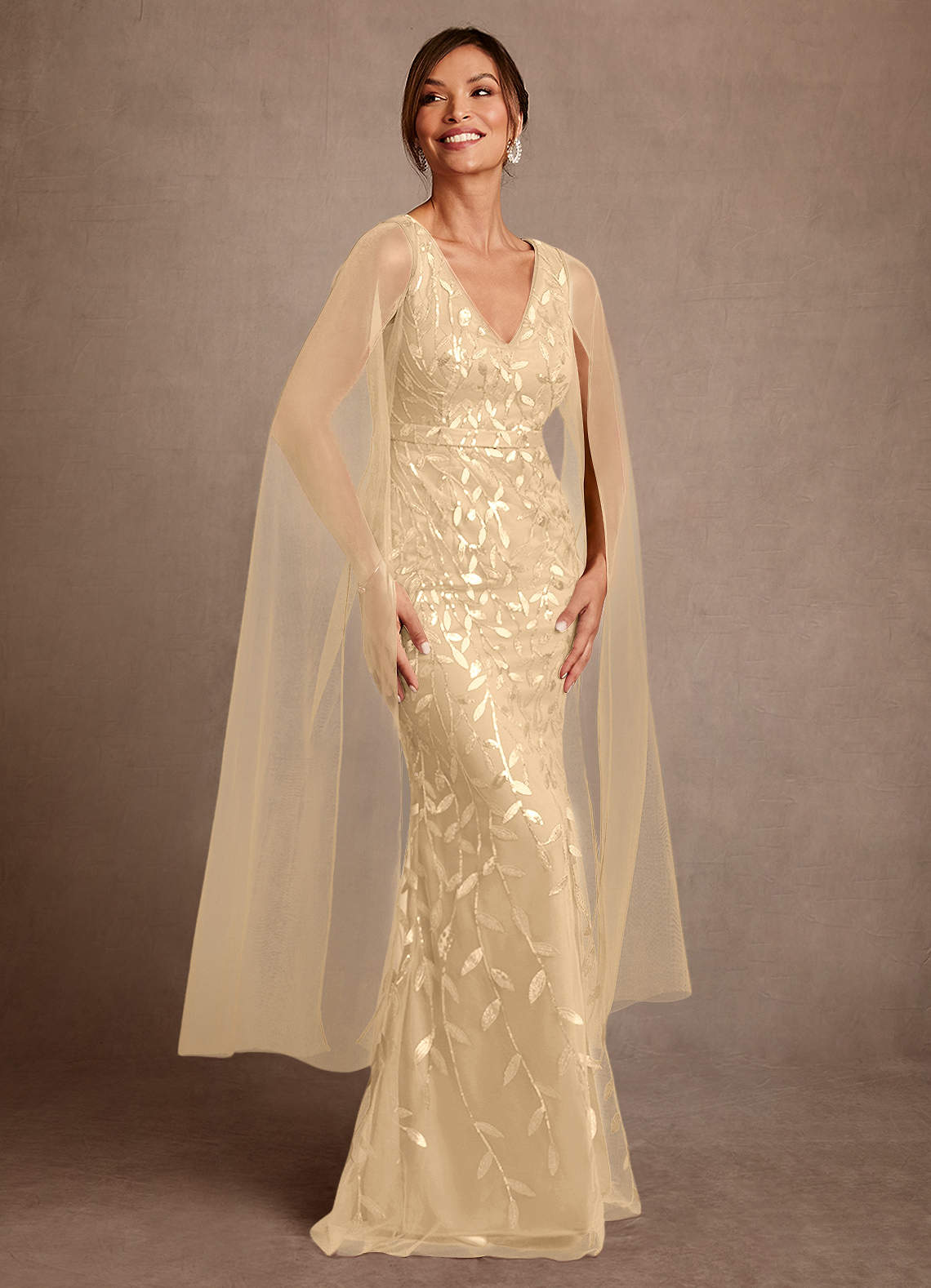 Azazie Arizona Mother of the Bride Dresses Champagne Sheath Lace Tulle Dress image1