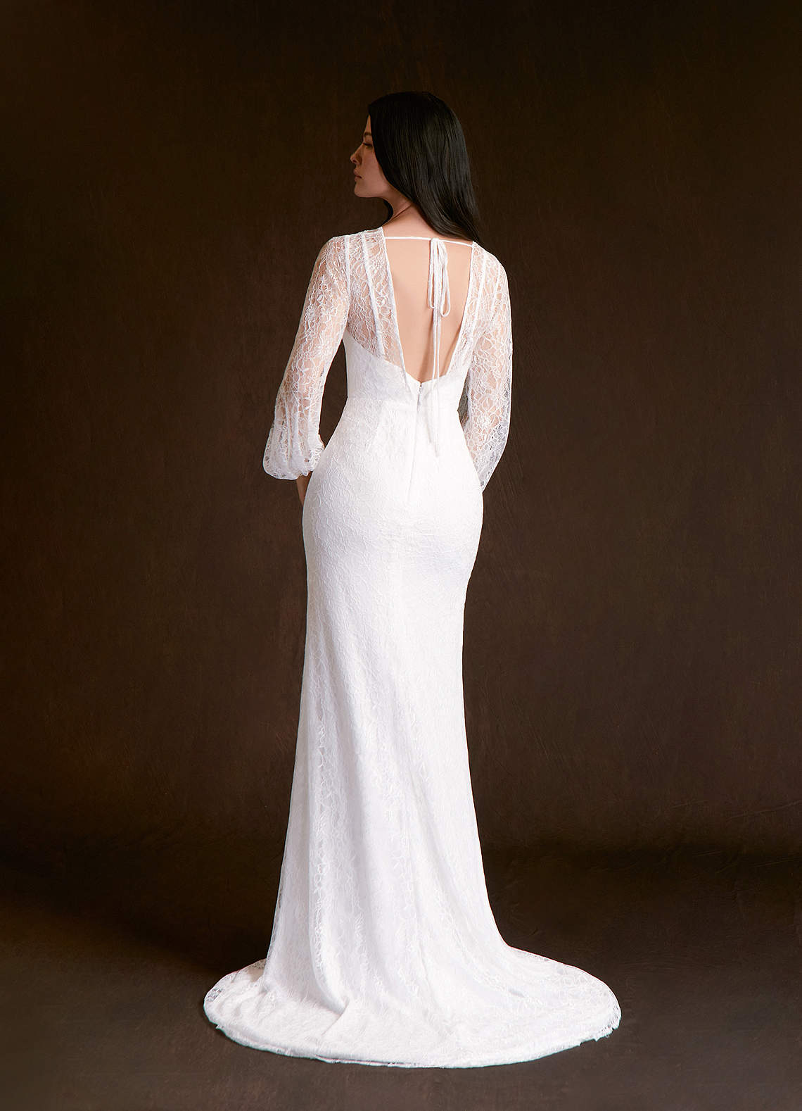 Azazie Willa Wedding Dresses Diamond White Mermaid Lace Dress image3