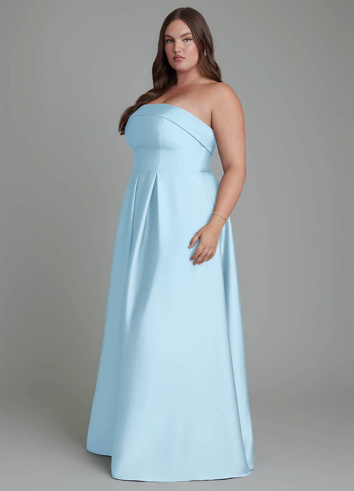 Azazie Lucienne Bridesmaid Dresses Sky Blue A-Line Strapless Stretch Satin Convertible Dress image10