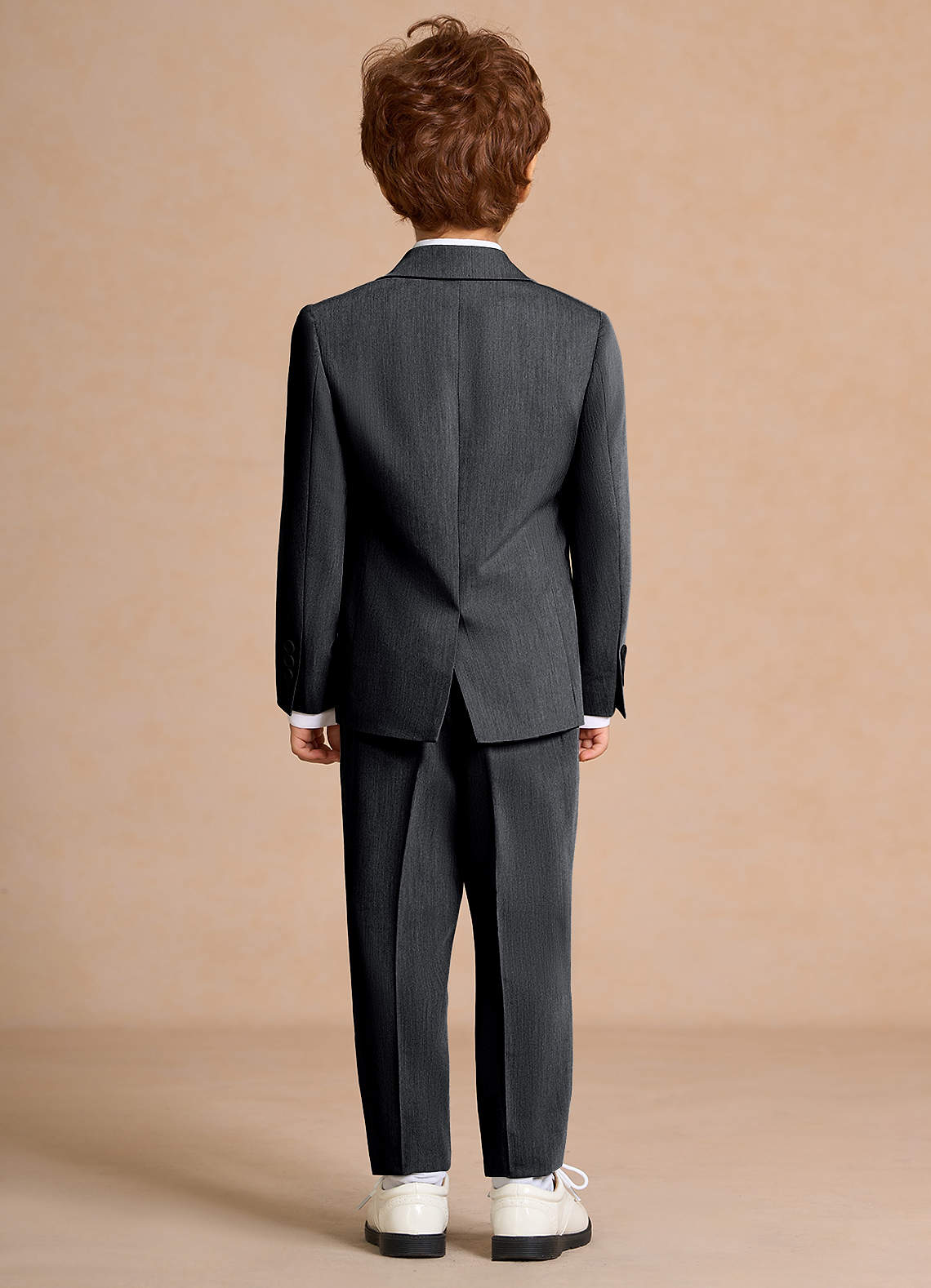 front Oliver Charcoal Boys 5-Piece Suit With Bow Tie