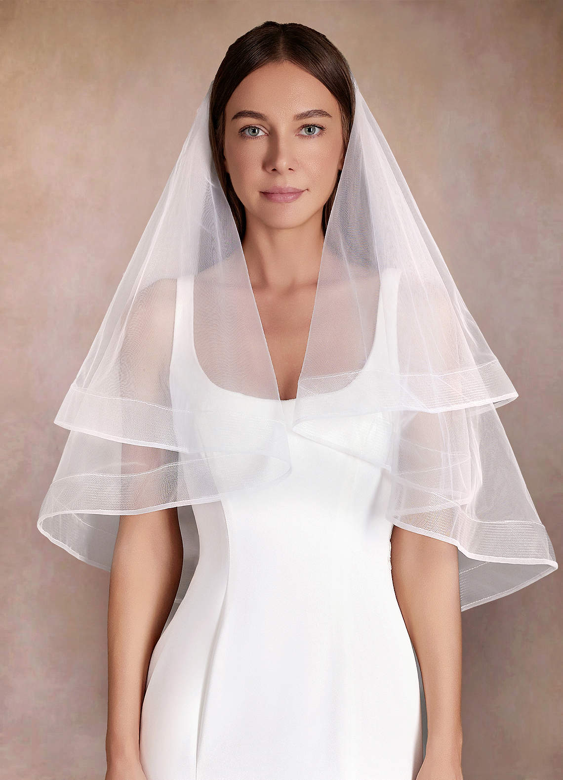 front Richelle Elbow Length Veil With Blusher