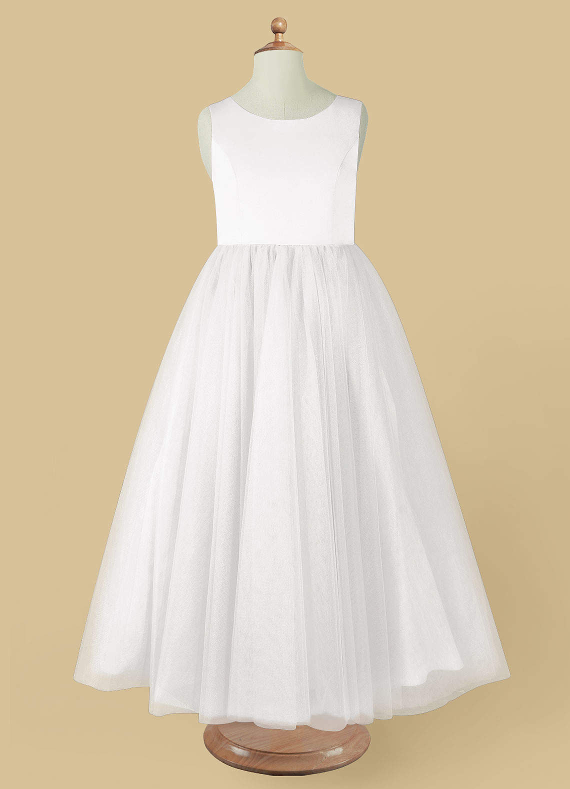 Azazie Muni Flower Girl Dresses White A-Line Bow Tulle Dress image2