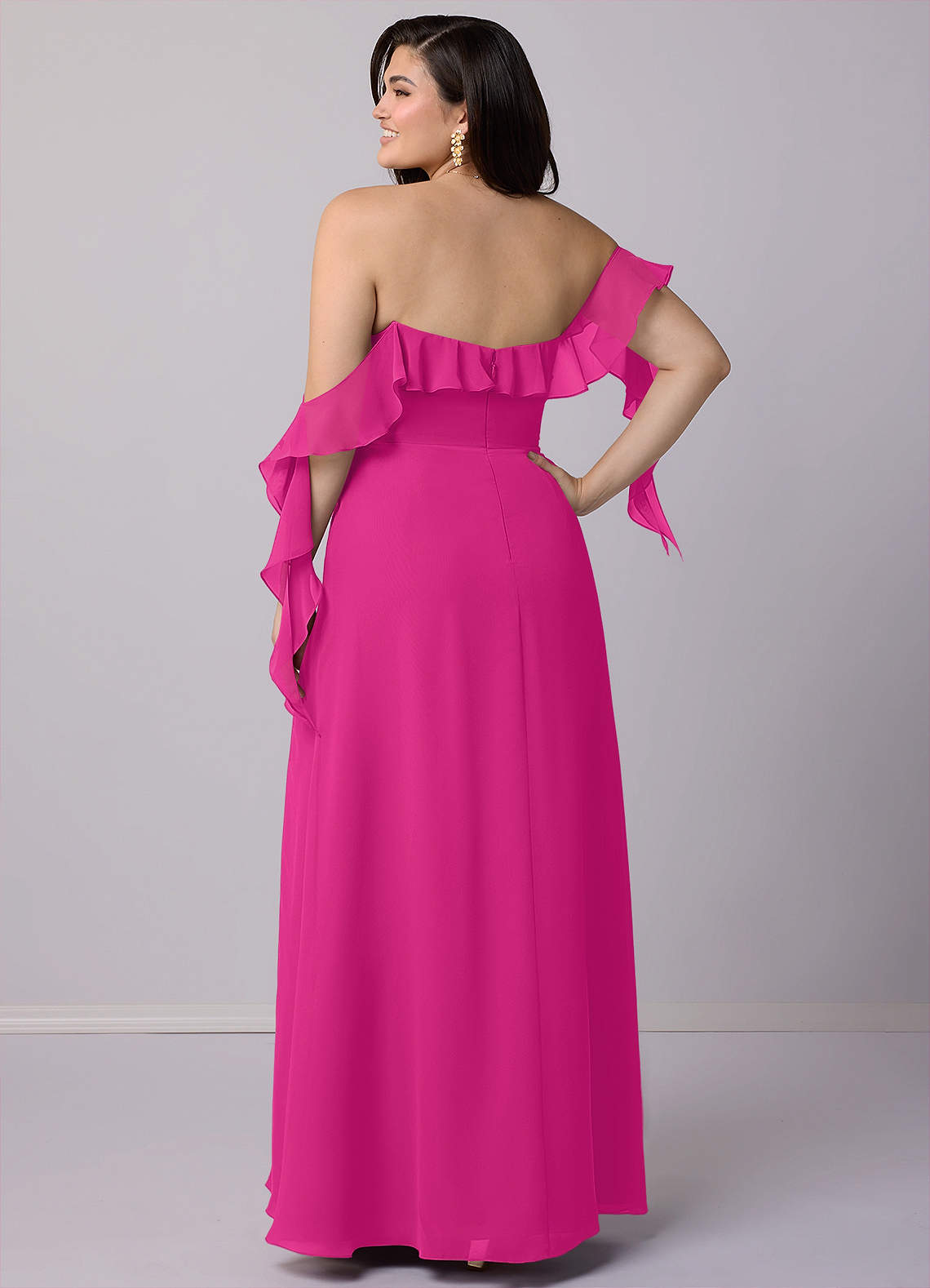 Barbie ♥ Azazie Bridesmaid Dresses A-Line Off the Shoulder Chiffon Floor-Length Dress image11