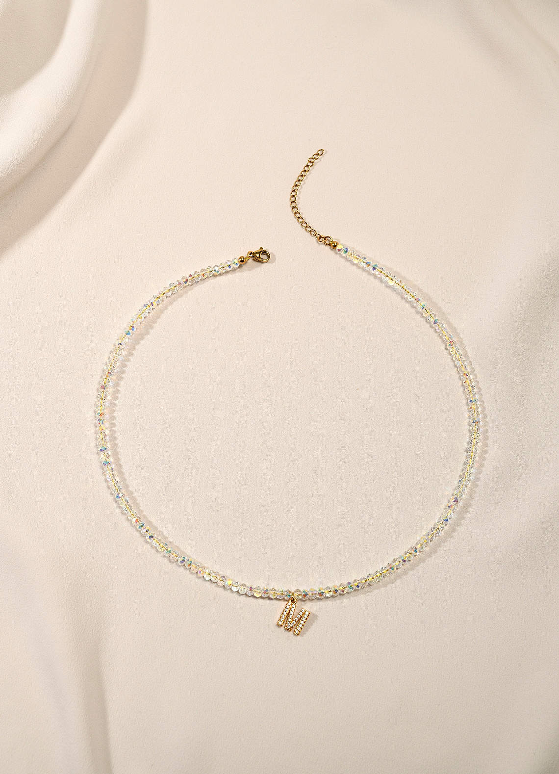 front Letter Crystal Bead Necklace