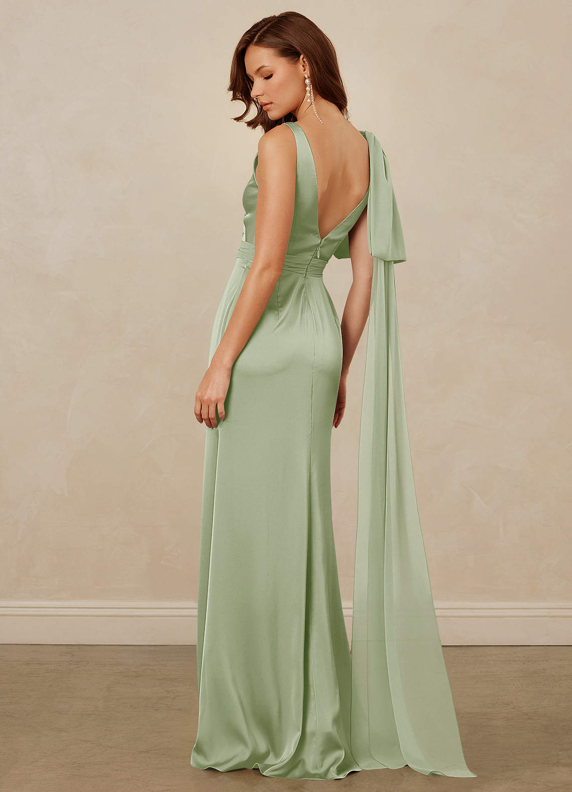 Christian Siriano Bridal for Azazie 1011 Bridesmaid Dresses Plunging Stretch Satin Mermaid Dress image8