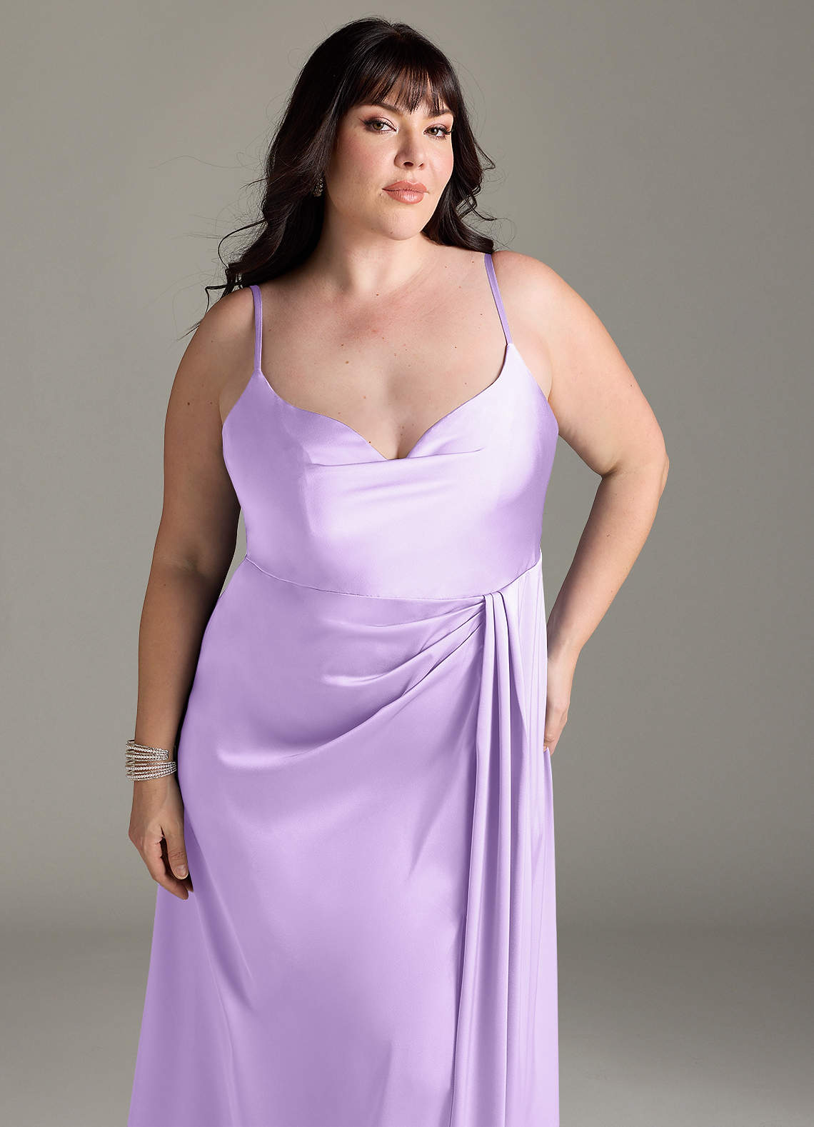 Azazie Brielle Ready to Ship Lilac Stretch Satin Bridesmaid
