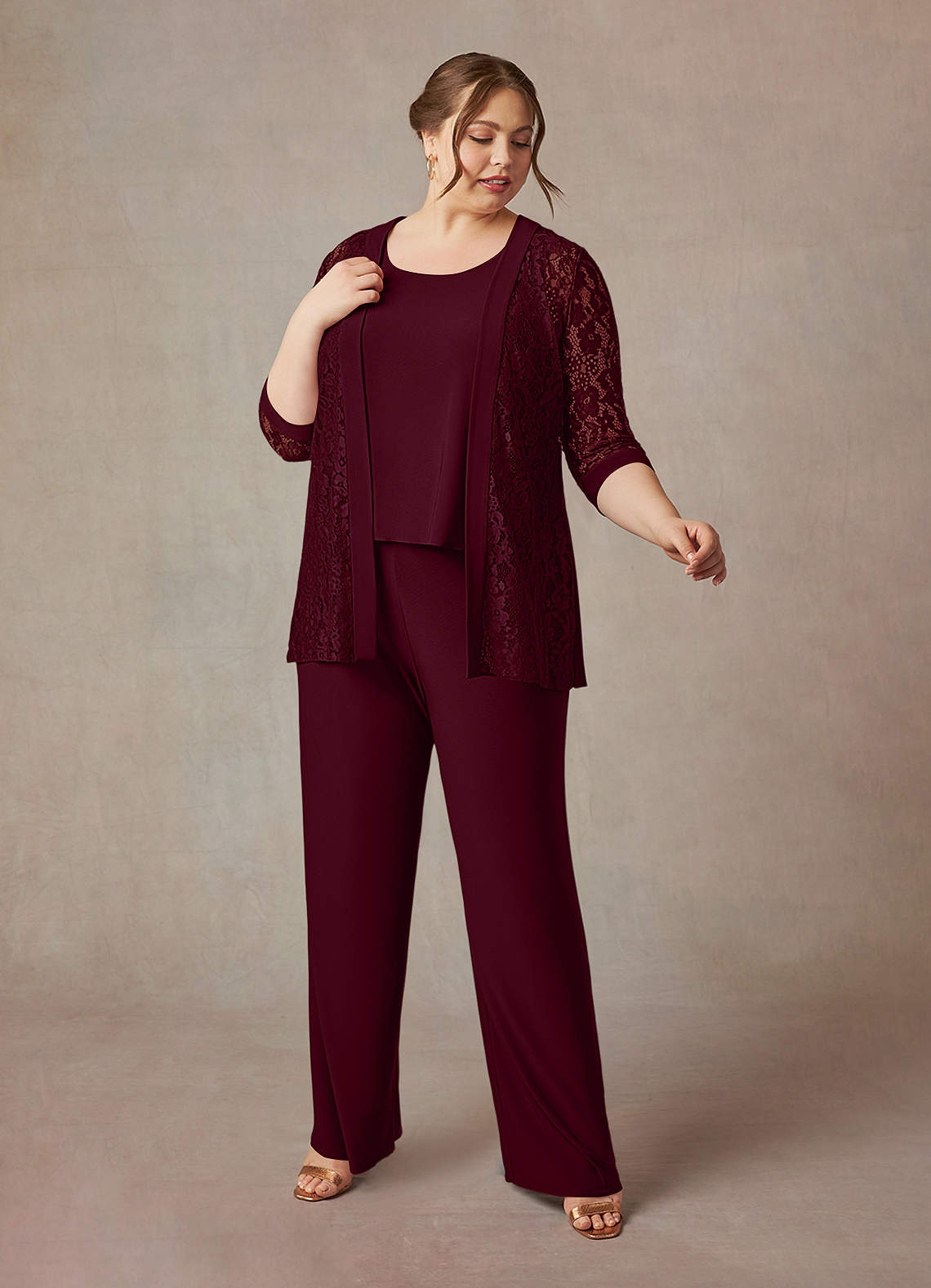 Azazie Mamrie Mother of the Bride Dresses Cabernet Jumpsuit/Pantsuit Lace Dress image12