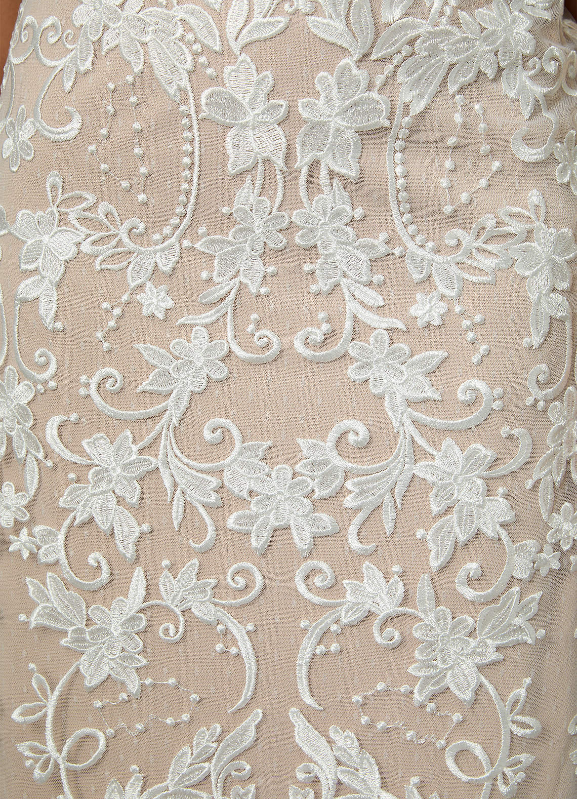 Azazie Devonna Wedding Dresses Diamond White Champagne Sheath V-Neck Sequins Lace Dress image5