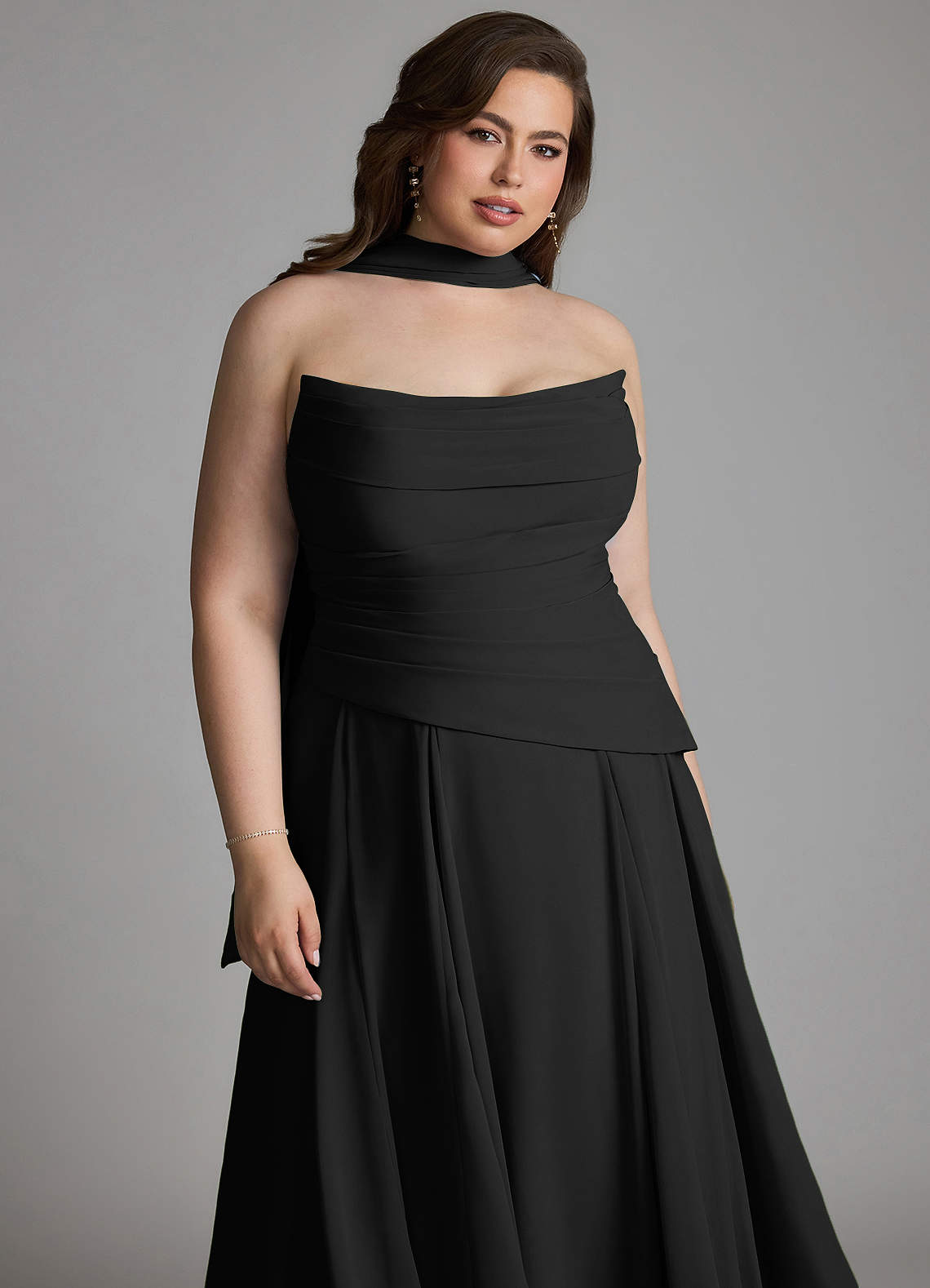 Azazie Gabriela Bridesmaid Dresses Black A-Line Corset Chiffon Dress image20