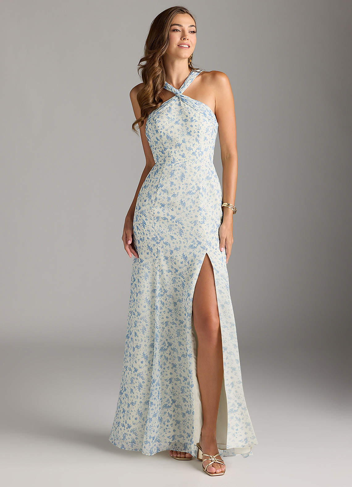 Azazie Rue Blue And White Ditsy Floral Chiffon Bridesmaid Dresses | Azazie