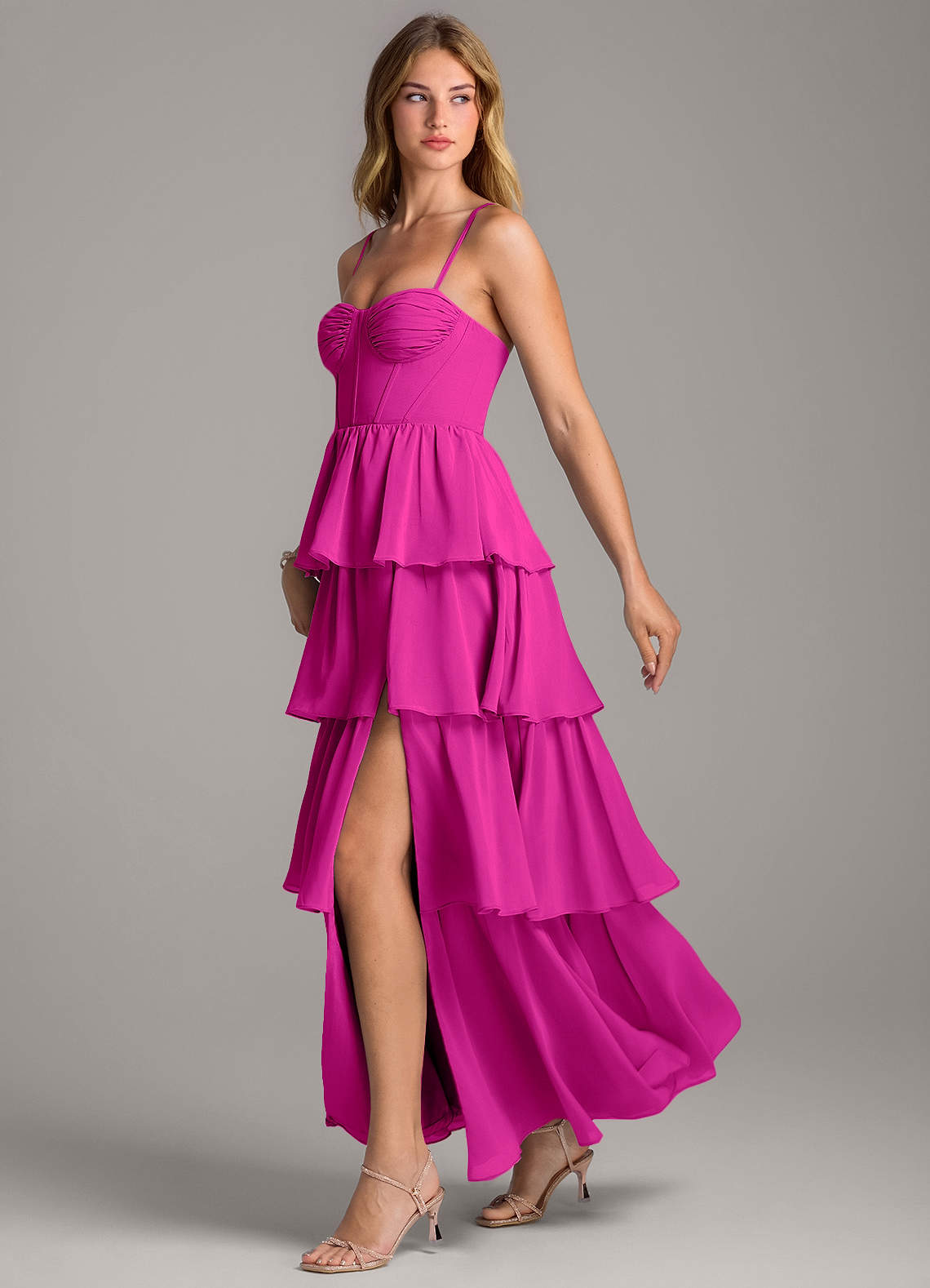 Azazie Alanna Fuchsia Chiffon Bridesmaid Dresses | Azazie