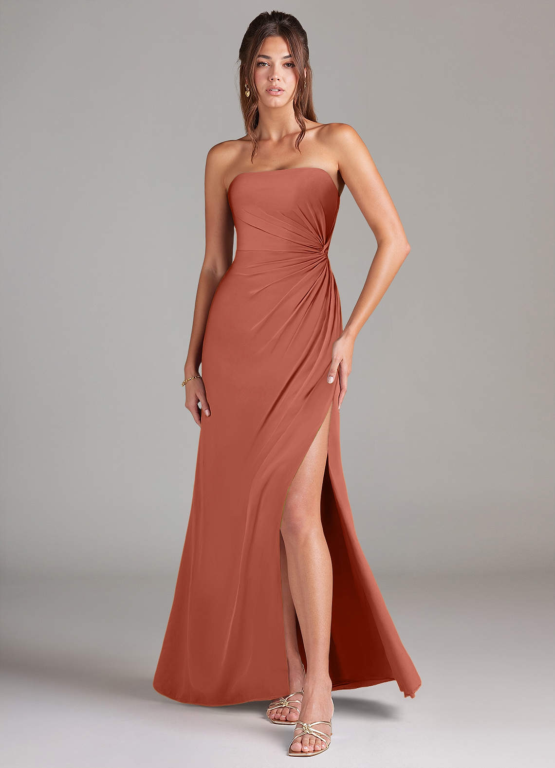 Azazie Aliani Bridesmaid Dresses Clay Sheath Strapless Chiffon Convertible Dress image1