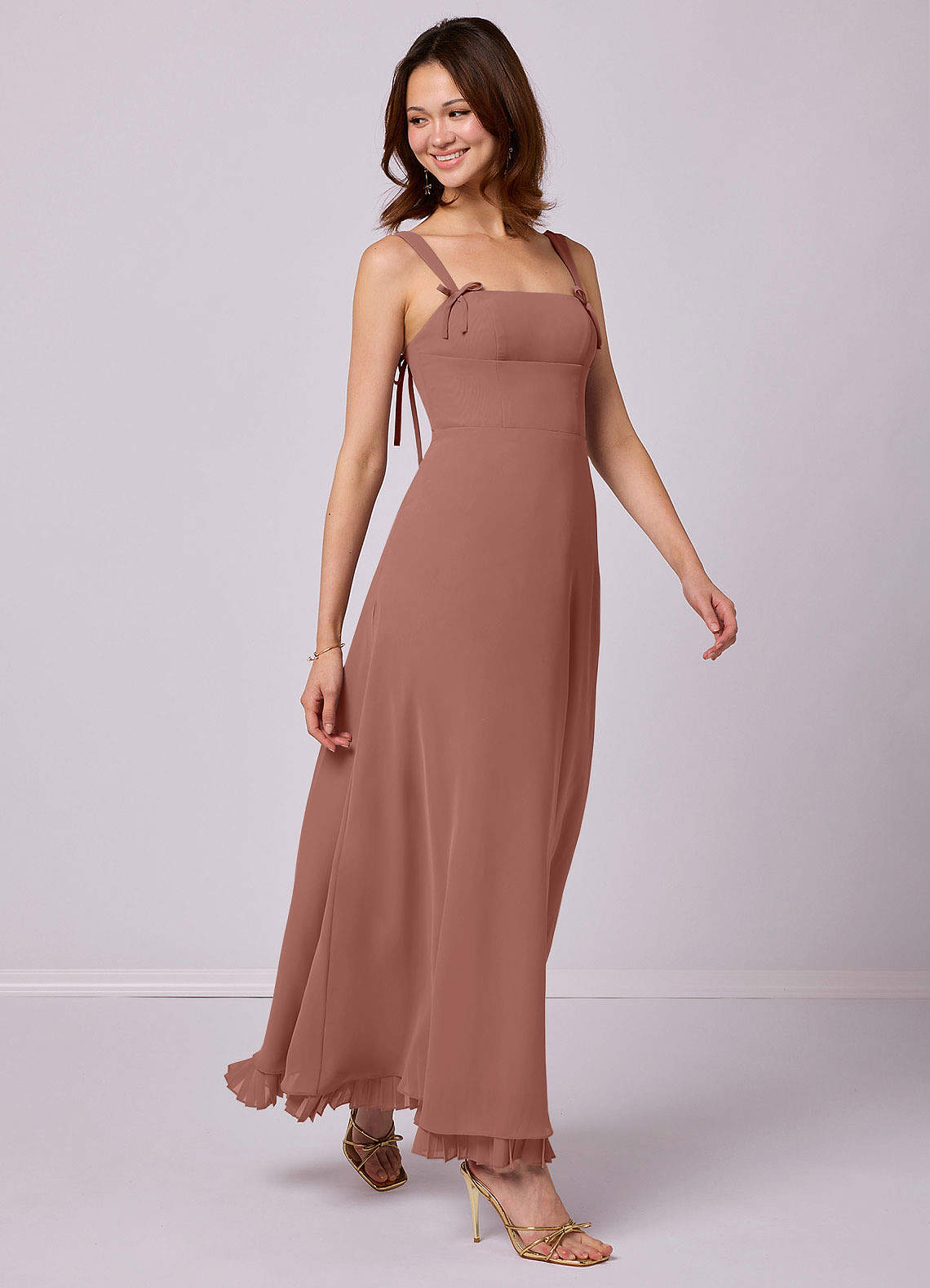 Barbie ♥ Azazie Bridesmaid Dresses Cedar Rose A-Line Pleated Chiffon Dress image1