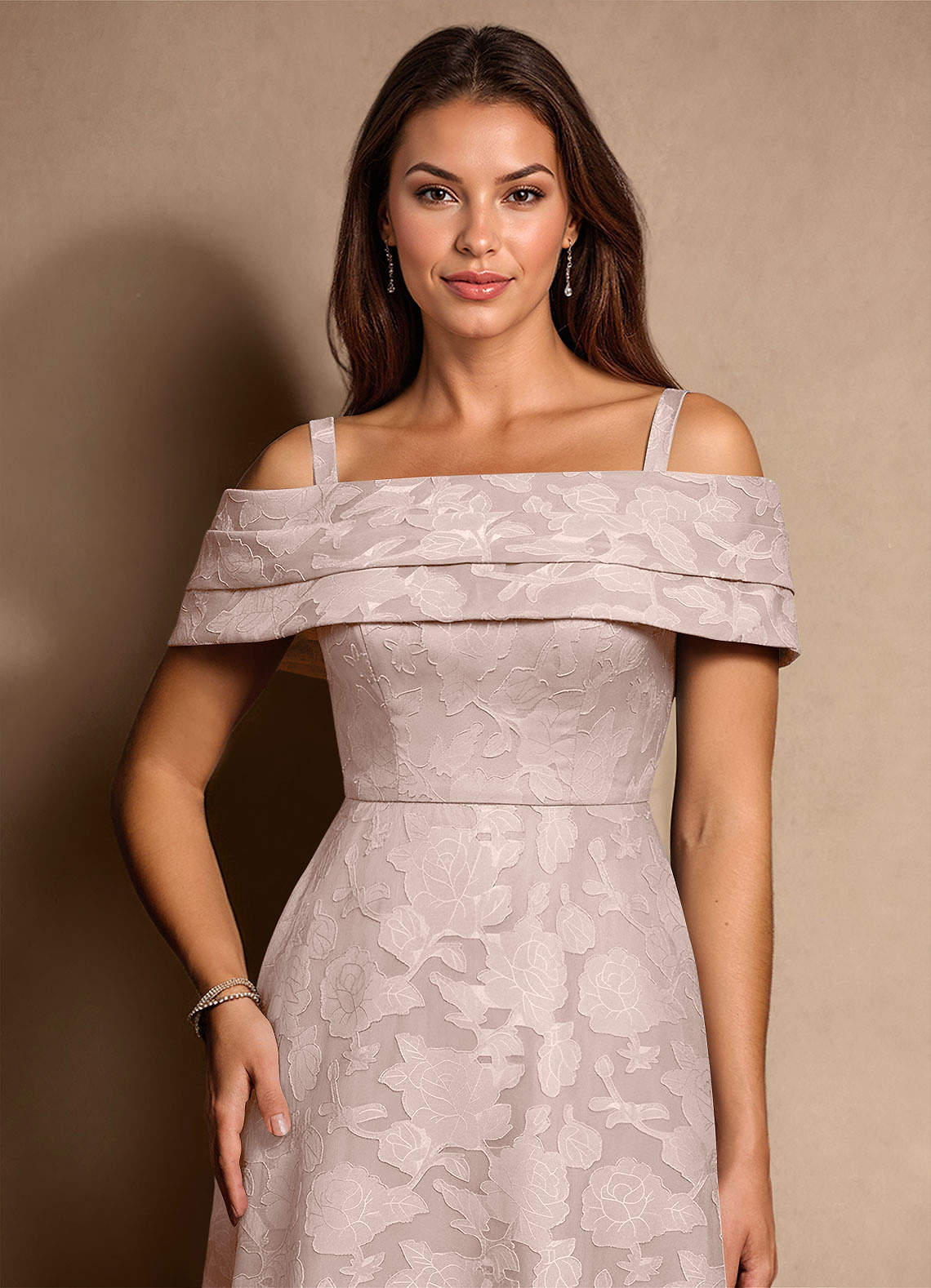 Azazie New Britain vestidos de madre de la novia Vestido de Rosa Rubor de Devorado Floral de Corte en A con Plisado image5