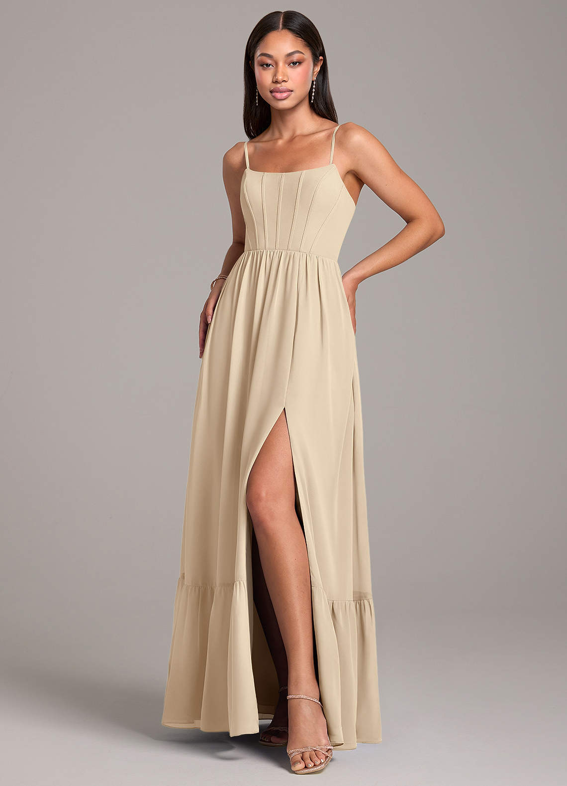 leah backless bridesmaid dress La Divine CD668 Sculpted Corset Chiffon Bridesmaid or Wedding Guest Go   Sparkly Gowns