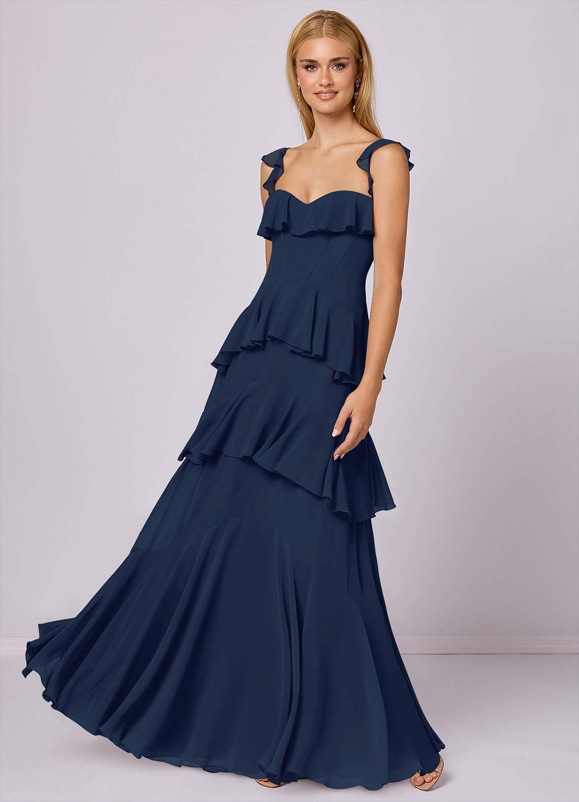 Barbie ♥ Azazie Bridesmaid Dresses Dark Navy A-Line Sweetheart Neckline Chiffon Dress image1