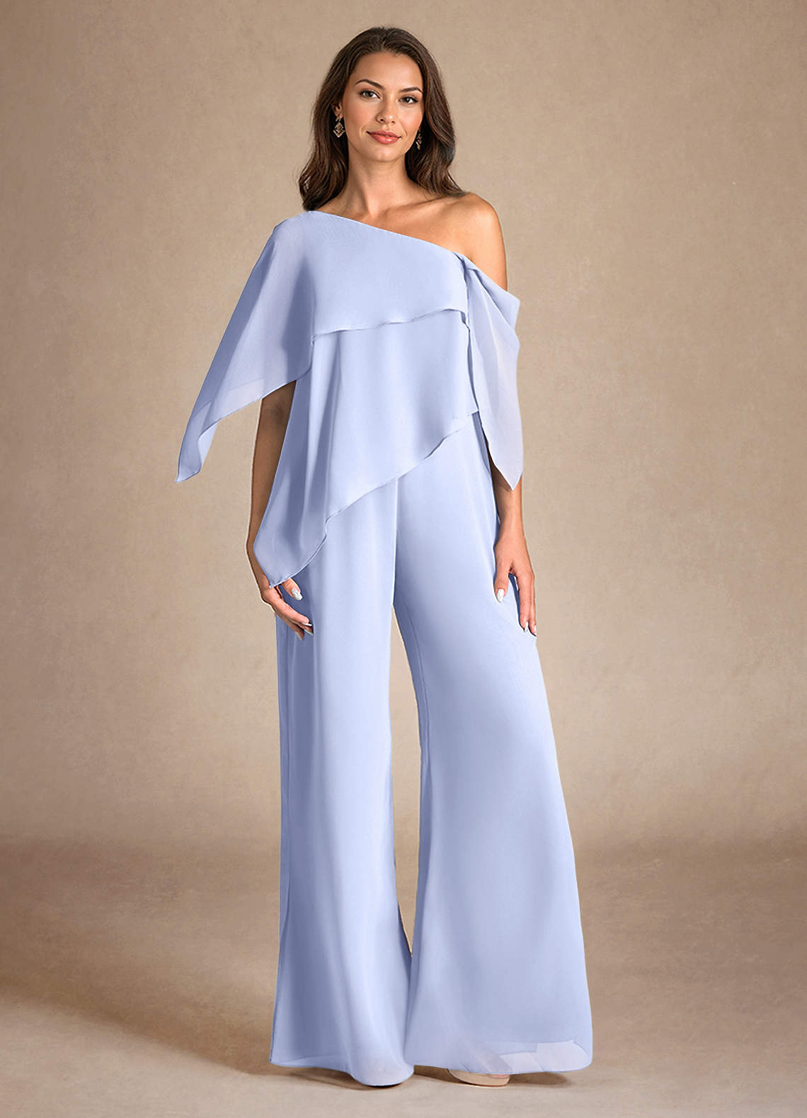 Azazie Halima Abiti per la Madre della Sposa Abito Tuta Pantaloni in Chiffon Spacco Laterale Ghiaccio image1