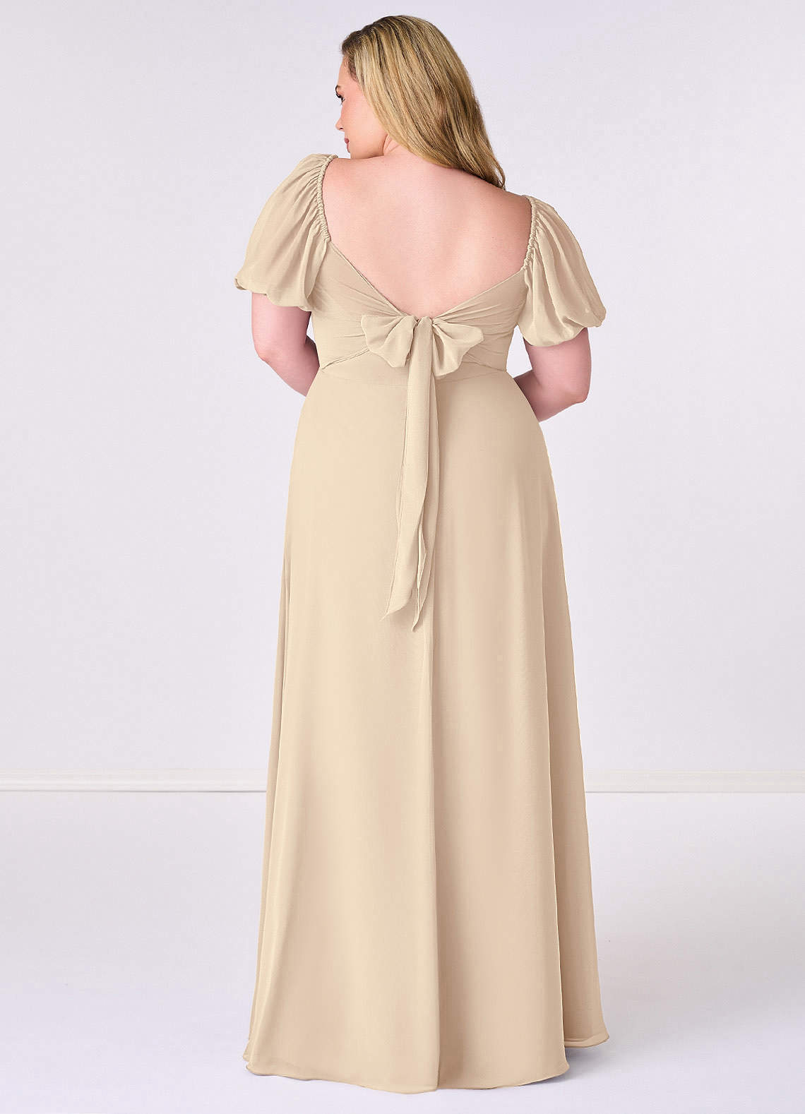 Barbie ♥ Azazie Bridesmaid Dresses Champagne A-Line Pleated Chiffon Dress image7