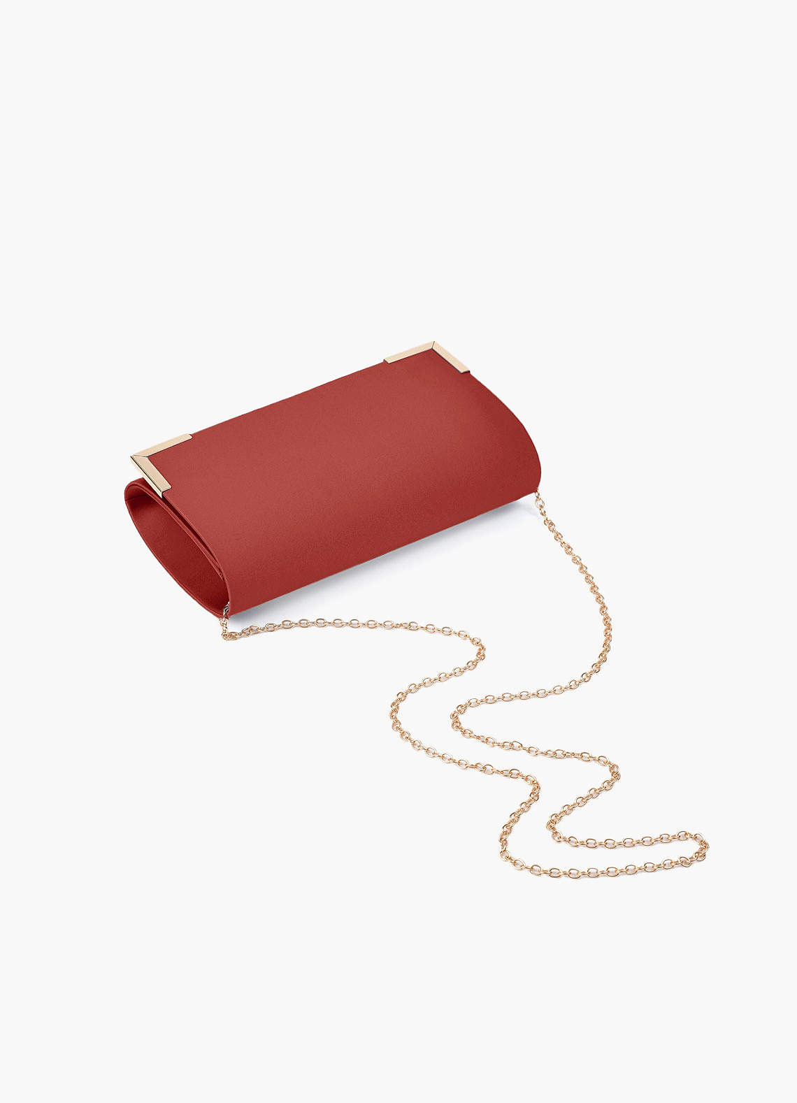 front Matching Color Matte Satin Envelope Clutch Bag