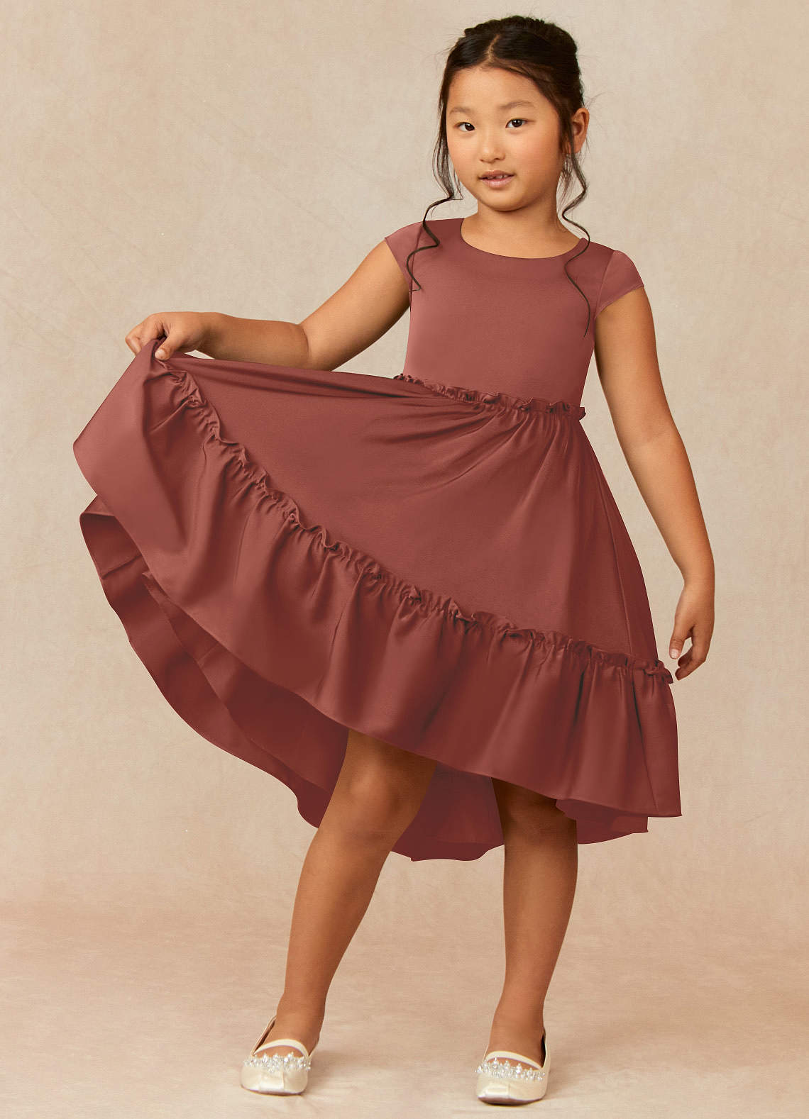 Azazie A Line Princess Scoop Neck Asymmetrical Flower Girl Dress