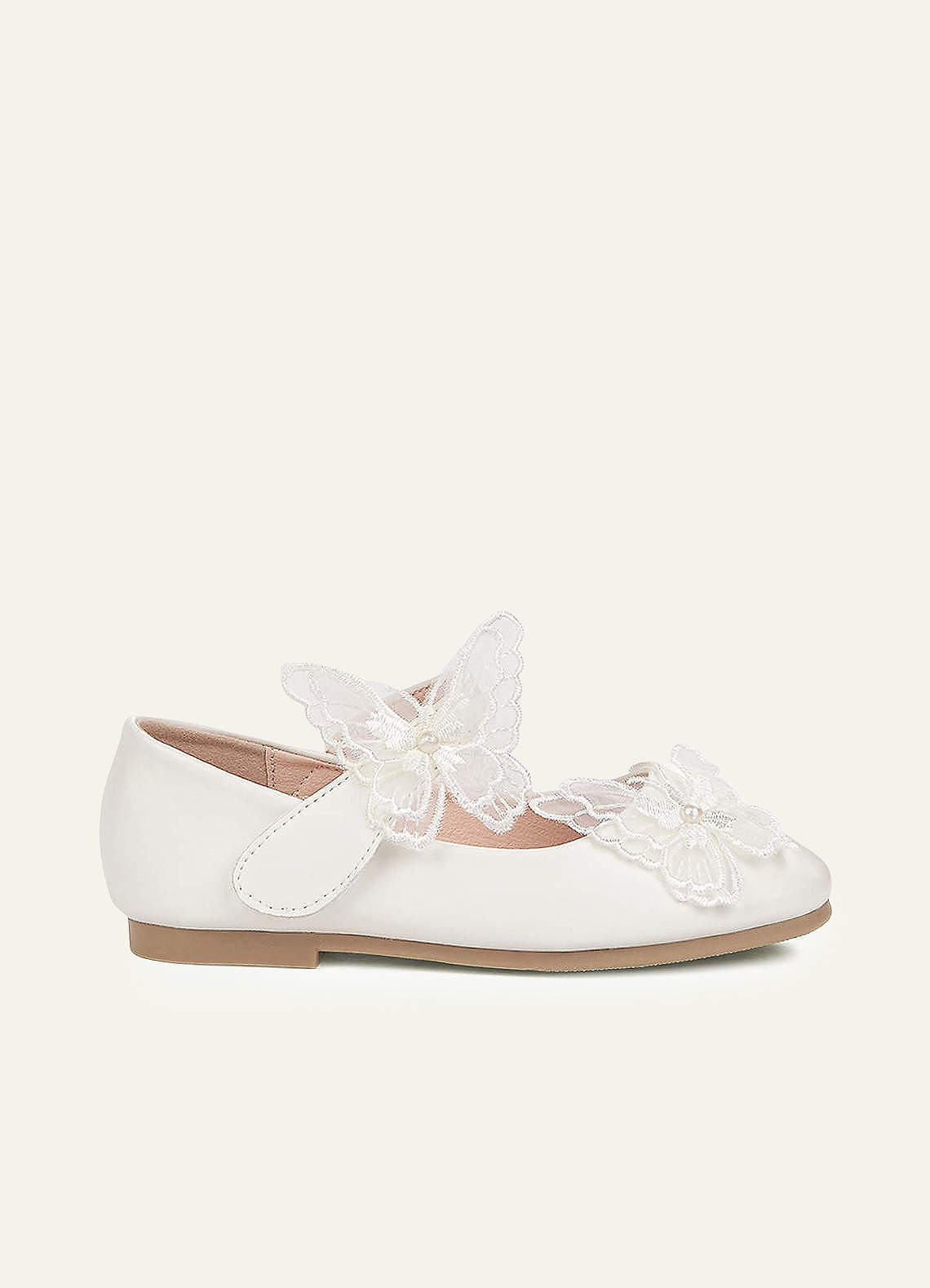 front Butterfly And Pearl Girl's Flat Shoes