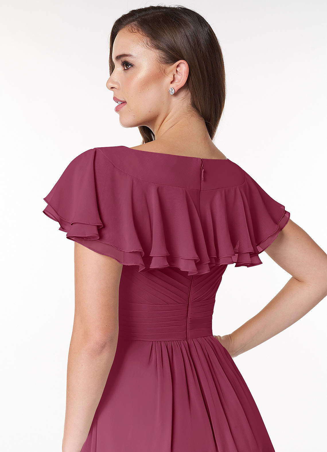 Azazie Hadley Final Sale A-Line Pleated Chiffon Knee-Length Dress image6