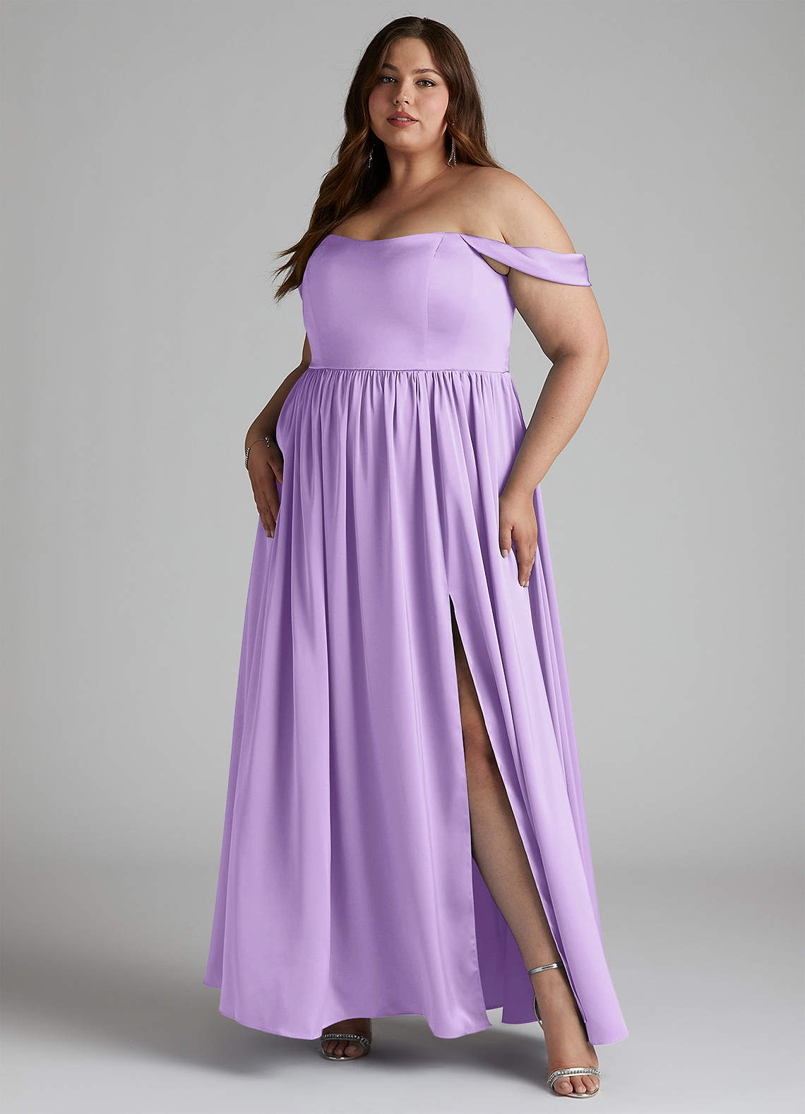 Dusty Lavender Plus Size Lavender Bridesmaid Dresses Guest Dresses Wrap  Dress Goddess Clothing Plus Size Azazie Plus Size A-Line Off The Shoulder