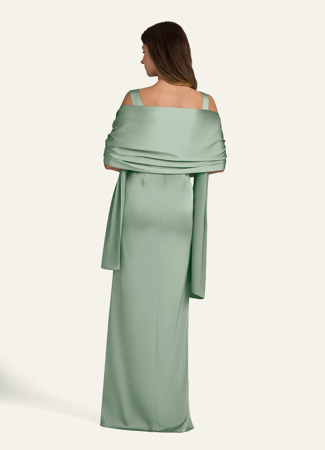 front Azazie Matching Color Ireland Stretch Satin Shawl