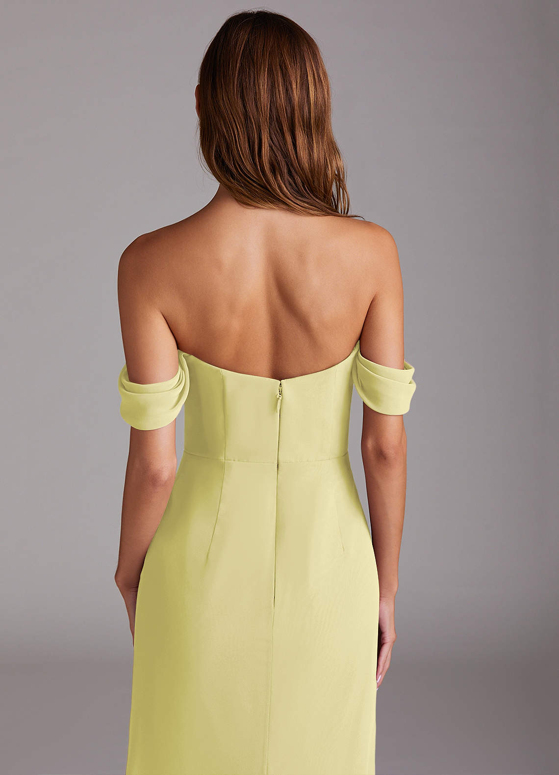Azazie Saige Bridesmaid Dresses Lemon Sorbet A-Line Off the Shoulder Chiffon Convertible Dress image5
