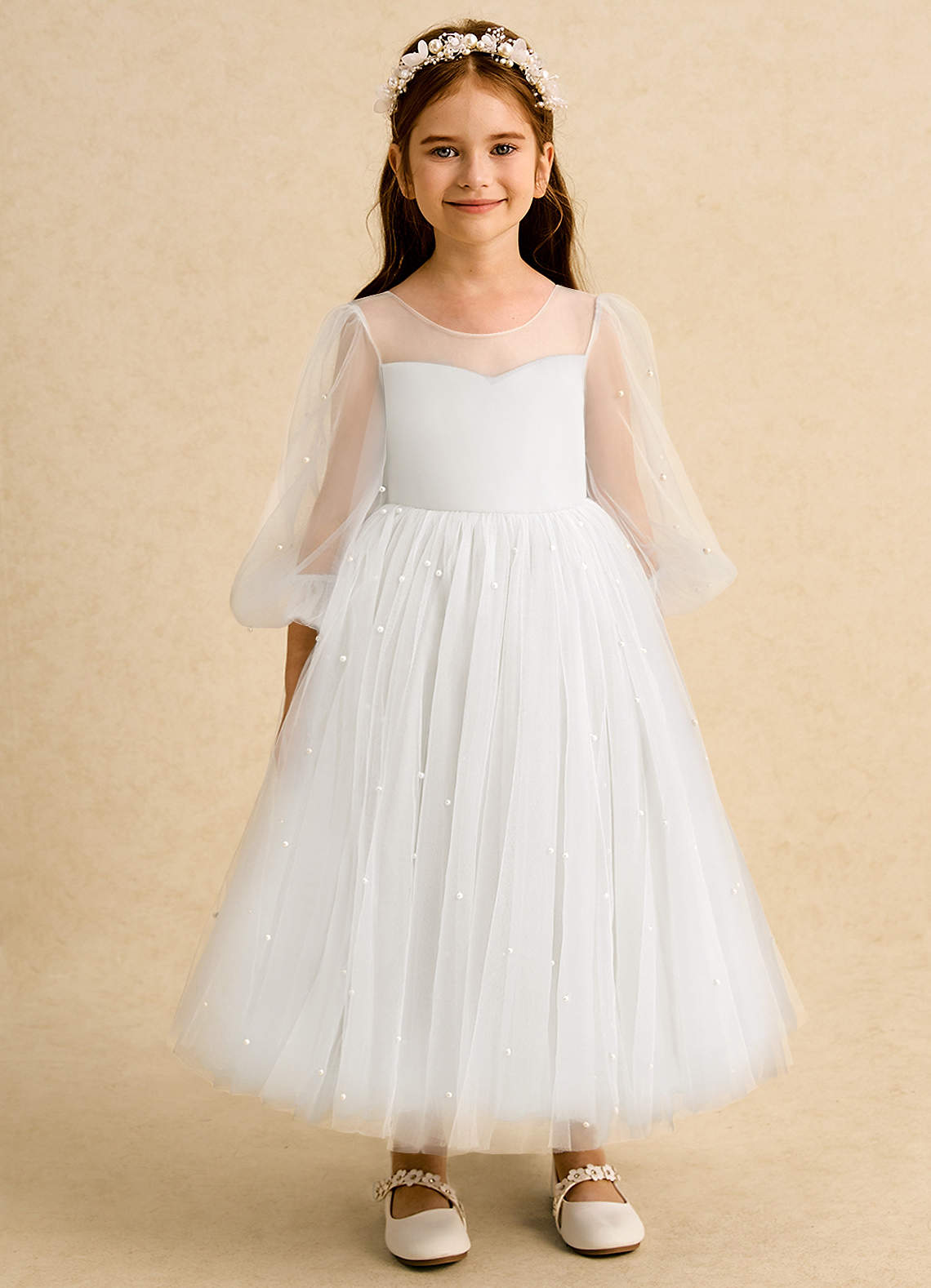 Azazie Trudy Flower Girl Klänningar Klänning Balklänning i Tyll Hjärtformad urringning image5