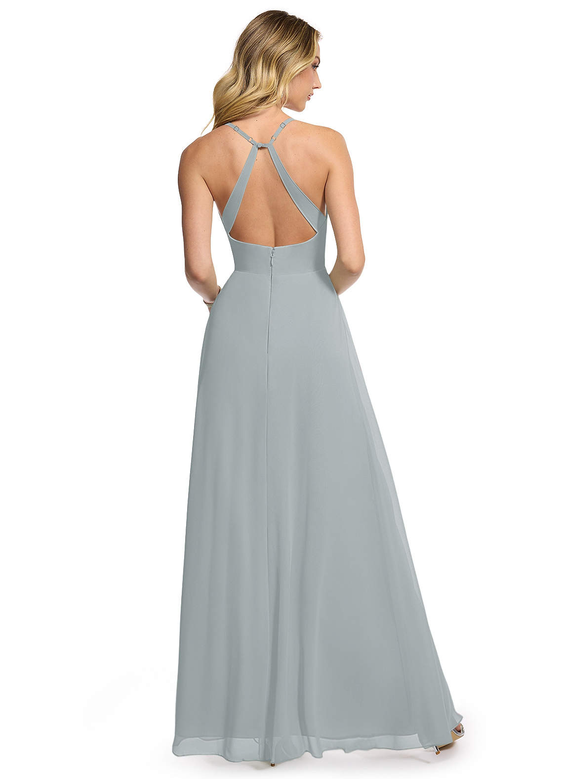 dolphin grey bridesmaid dresses Leely Women Dolphin Grey Long Bridesmaid Dress A Line V Neck Pleated Formal  Dress – leelyuk main image 0