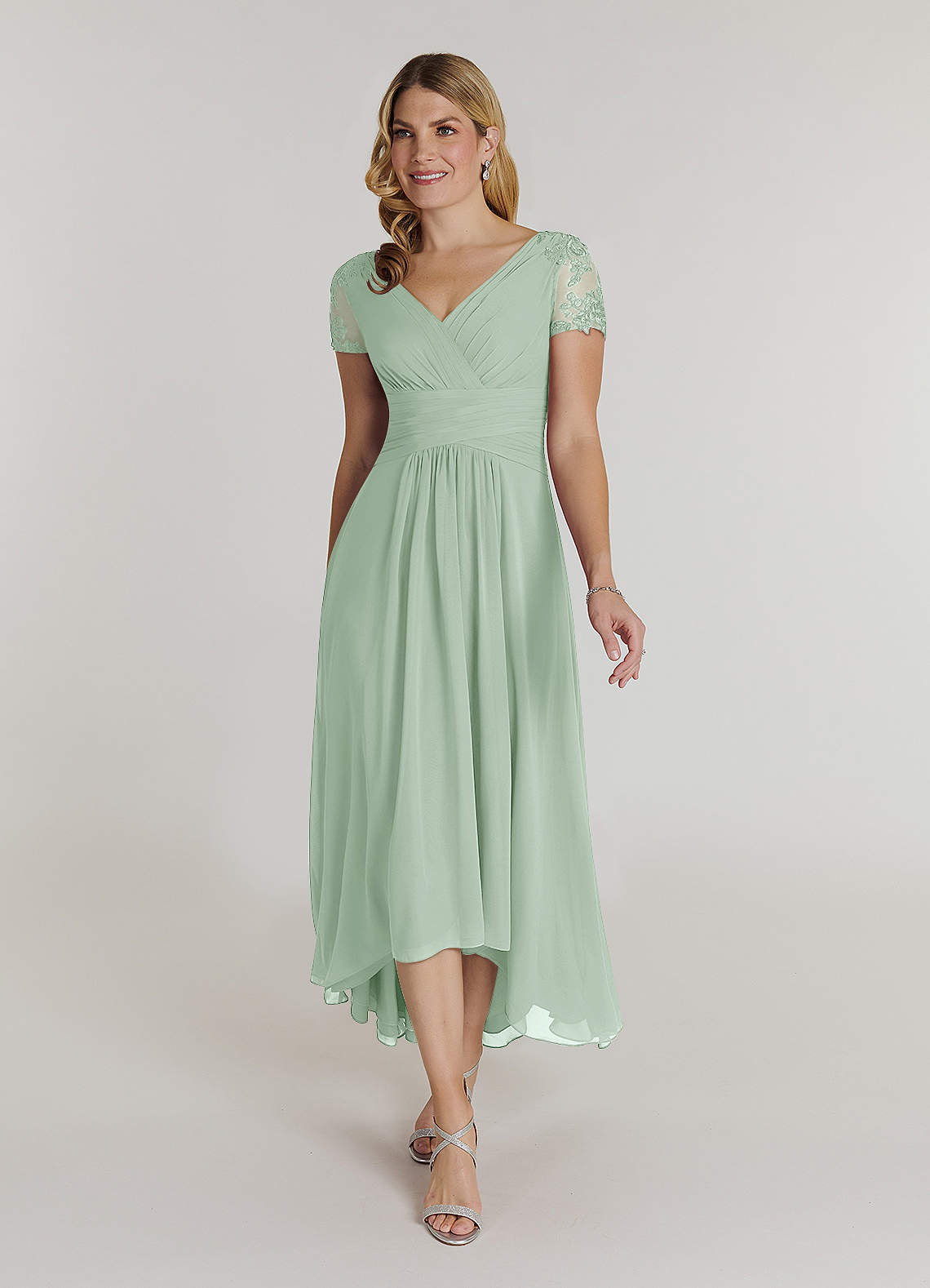 Azazie Thais Kleider für die Brautmutter A-Linie Spitze Chiffon Kleid Agave image1