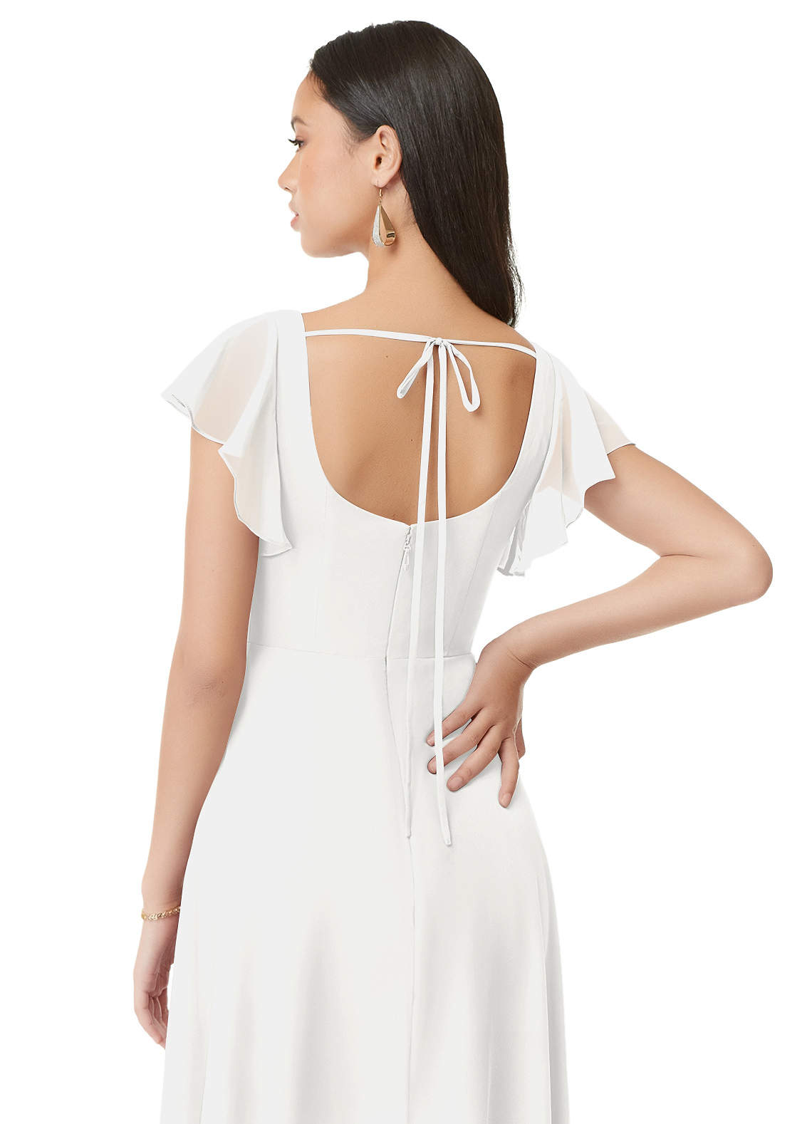 Azazie Bondi Bridesmaid Dresses White A-Line Ruched Chiffon Dress image1