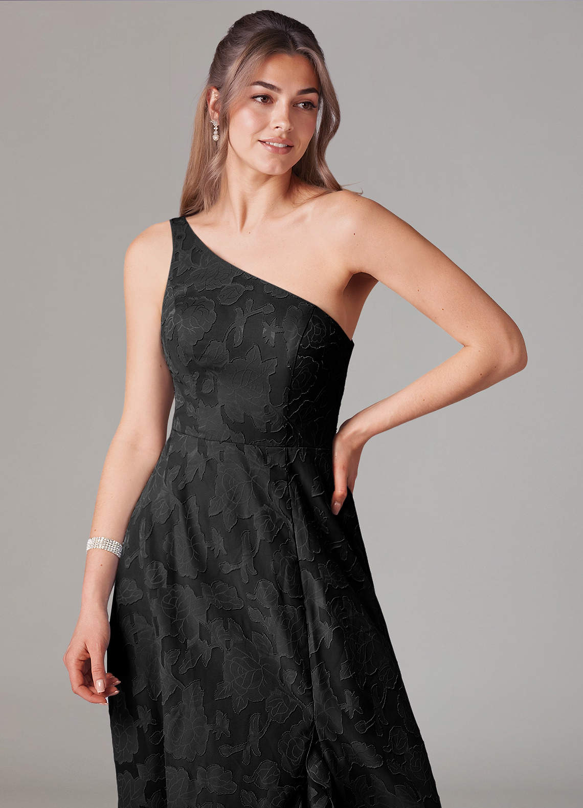 azazie black floral dress Azazie In-Stock Plus Size Bridesmaid Dresses Sheath Square Neck Floor-Length Floral Burnout