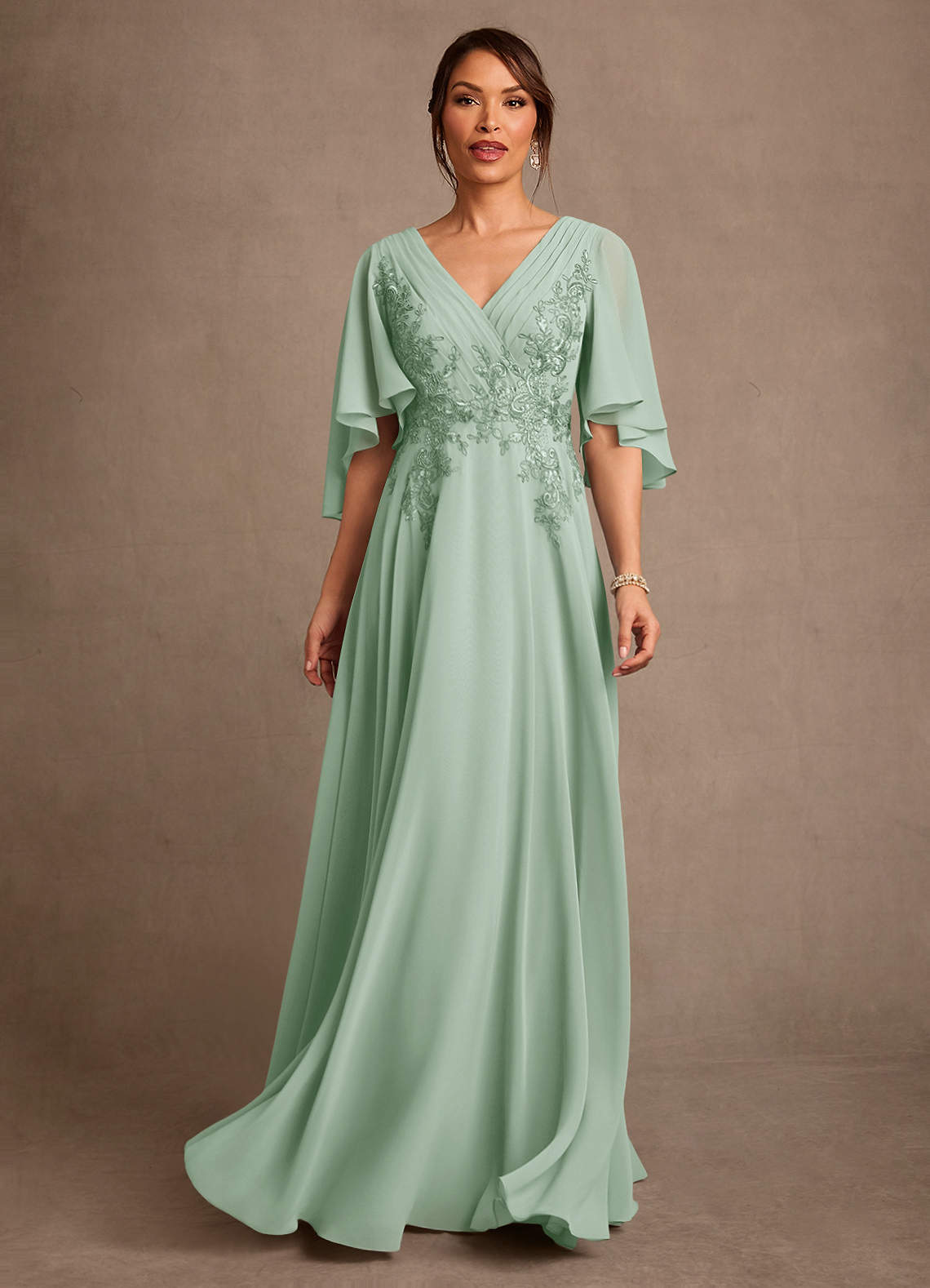 Azazie Tilda Agave A-Line Lace Chiffon Dress | Azazie Azazie Tilda Agave A-Line Lace Chiffon Dress | Azazie