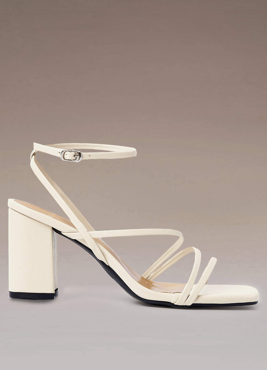 White Casual Ankle Strap High Heel Sandals