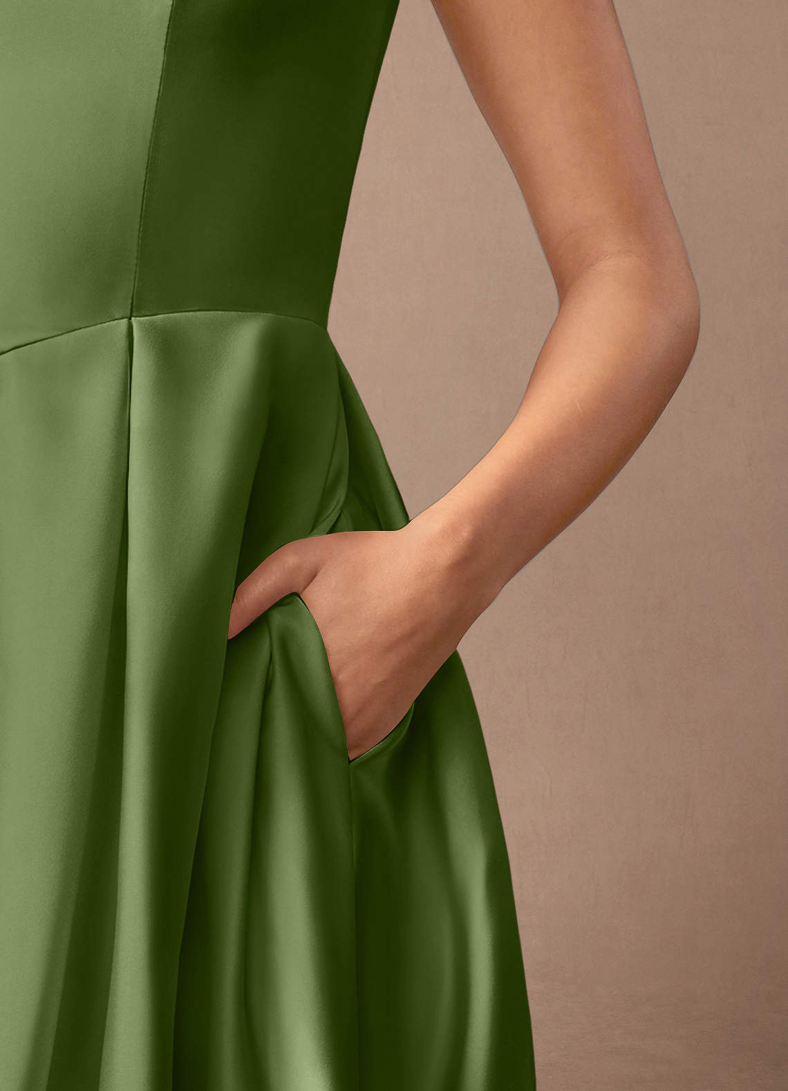 Azazie Fulton vestidos de madre de la novia Vestido de Enebro de Satén Elástico de Corte En A con Plisado image6