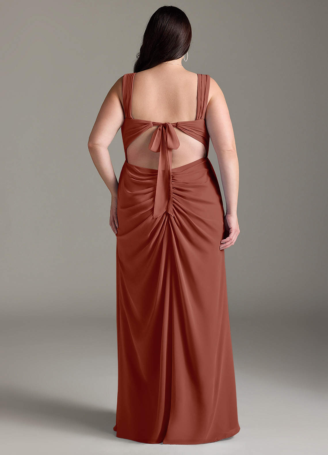 Azazie Jesaphine Bridesmaid Dresses Auburn Sheath Bow Chiffon Dress image8