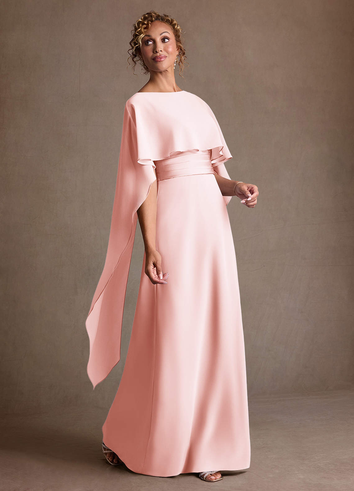 Azazie Marilla Mother of the Bride Dresses Blushing Pink A-Line Pleated Chiffon Dress image1