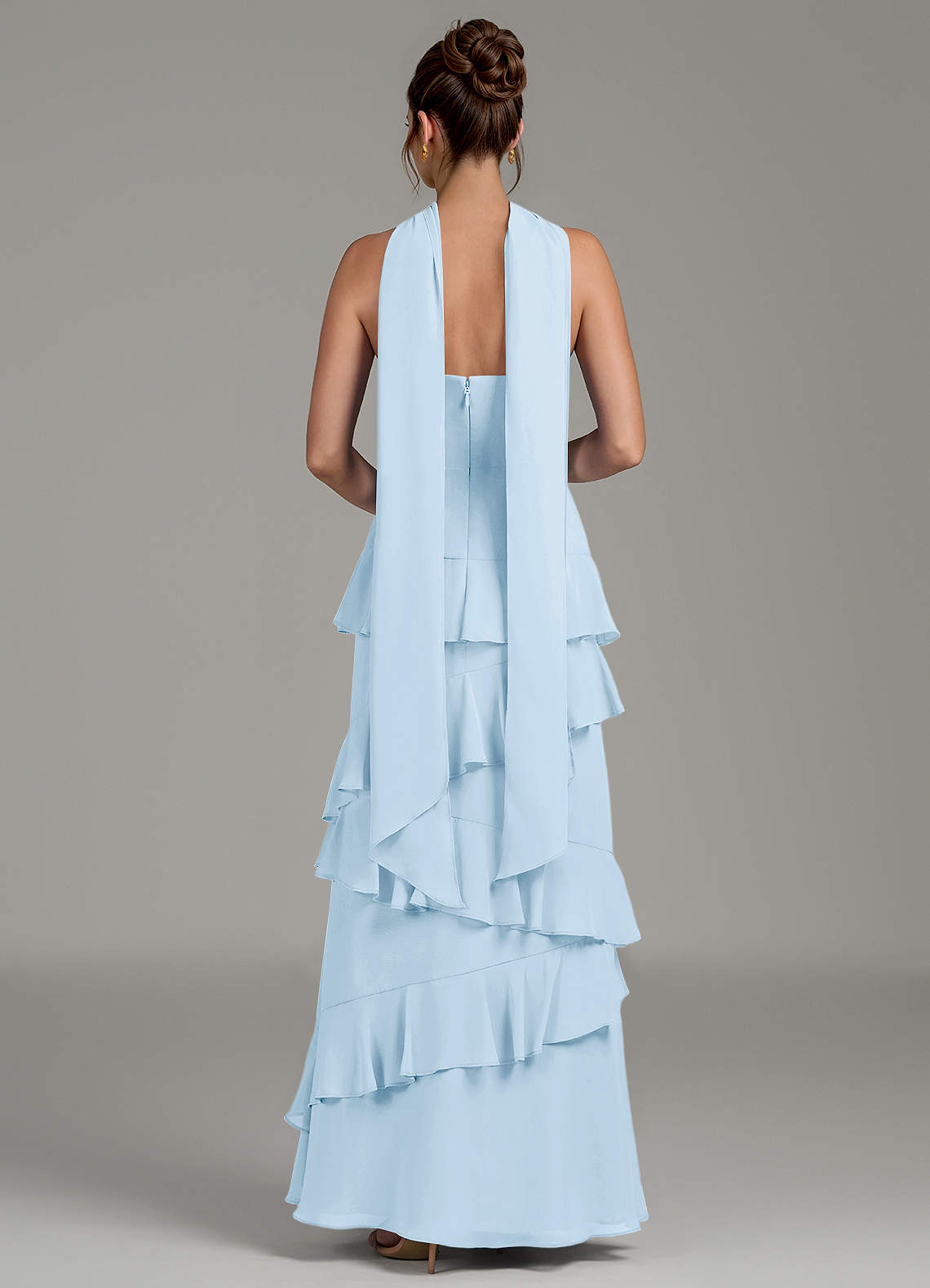 azazie iman bridesmaid dress Imani Ready to Ship Sky Blue Chiffon Dresses Ruched chiffon