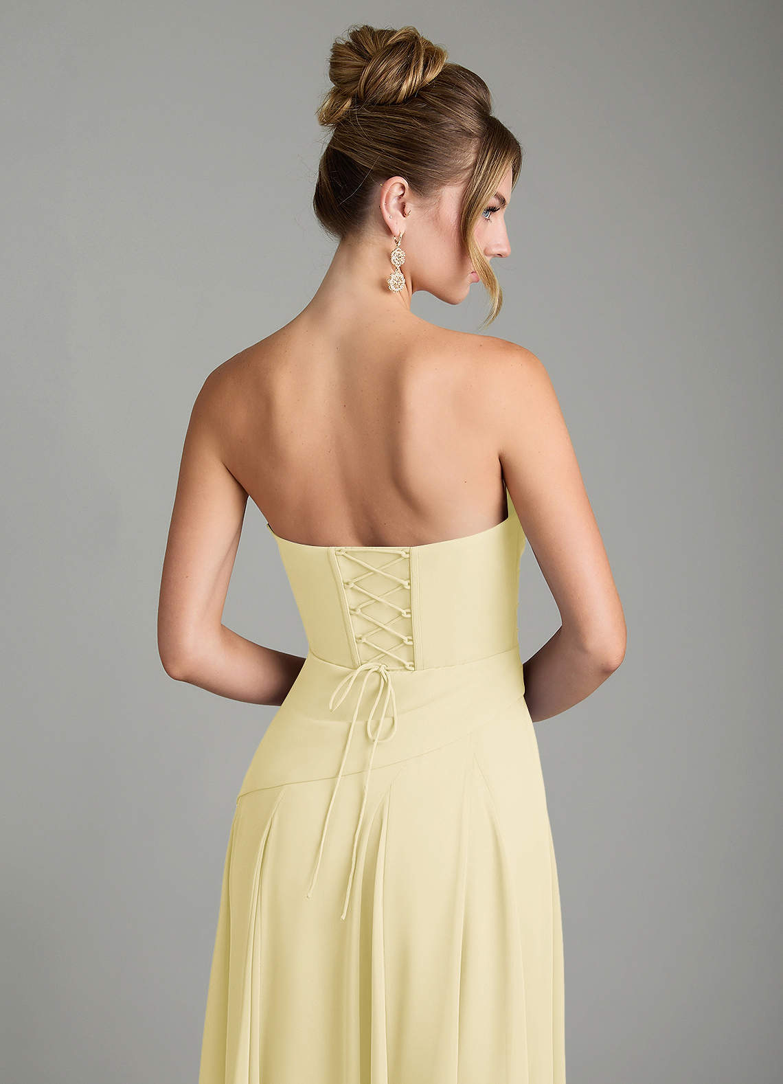 Azazie Gabriela Jurken voor bruidsmeisjes Jurk van Chiffon met A-Lijn Korset Citroensorbet image10