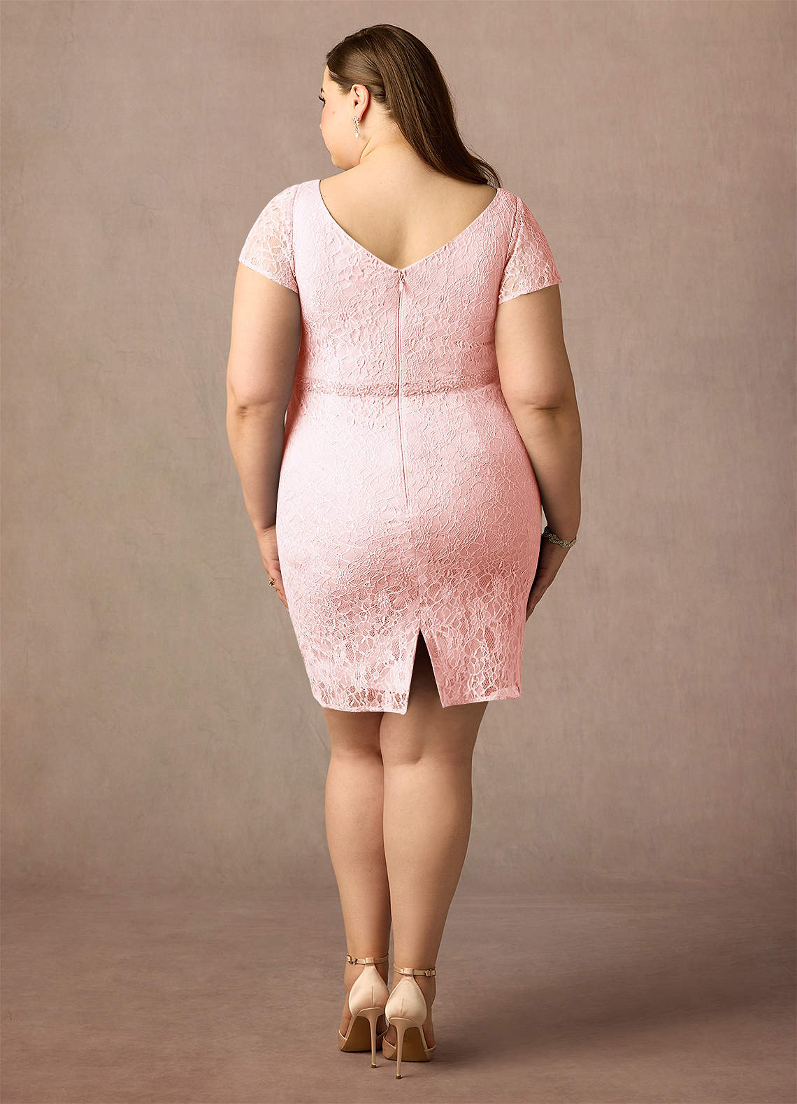 chinese dress ladies Plus Size Dusty Rose Pink Lace Wedding Dress KORYNNE Size 28W